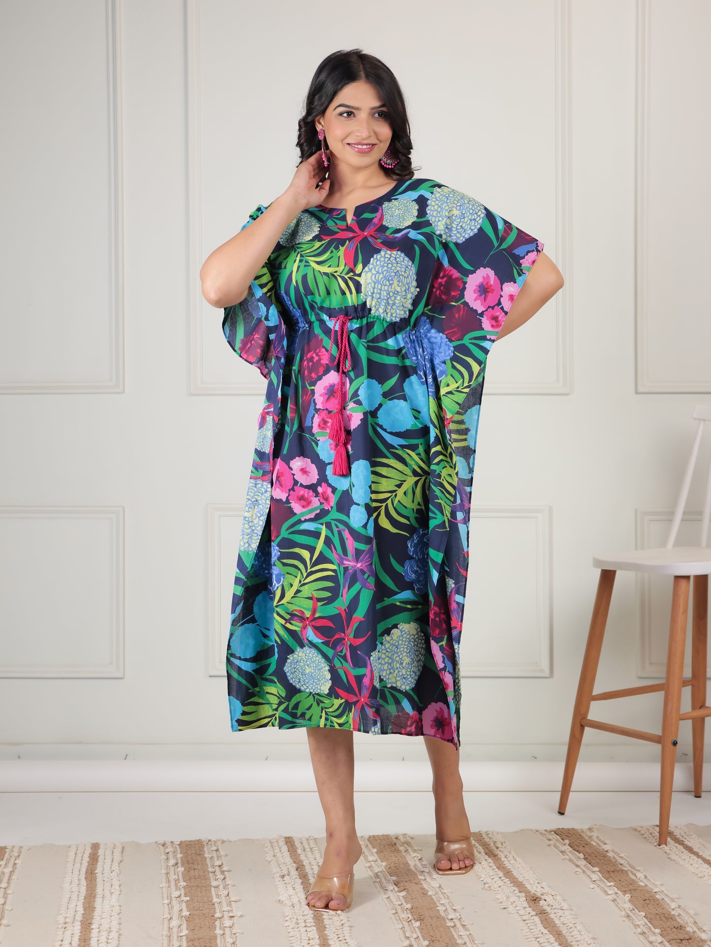 Soft Cotton Floral Multicolor Kaftan