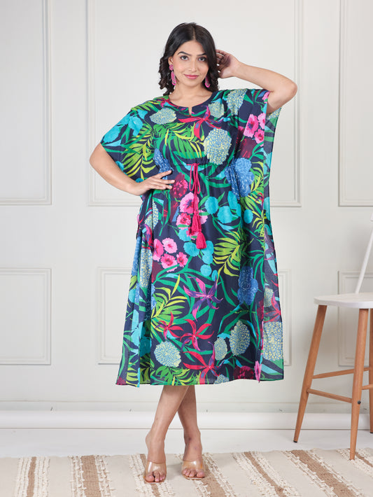Soft Cotton Floral Multicolor Kaftan