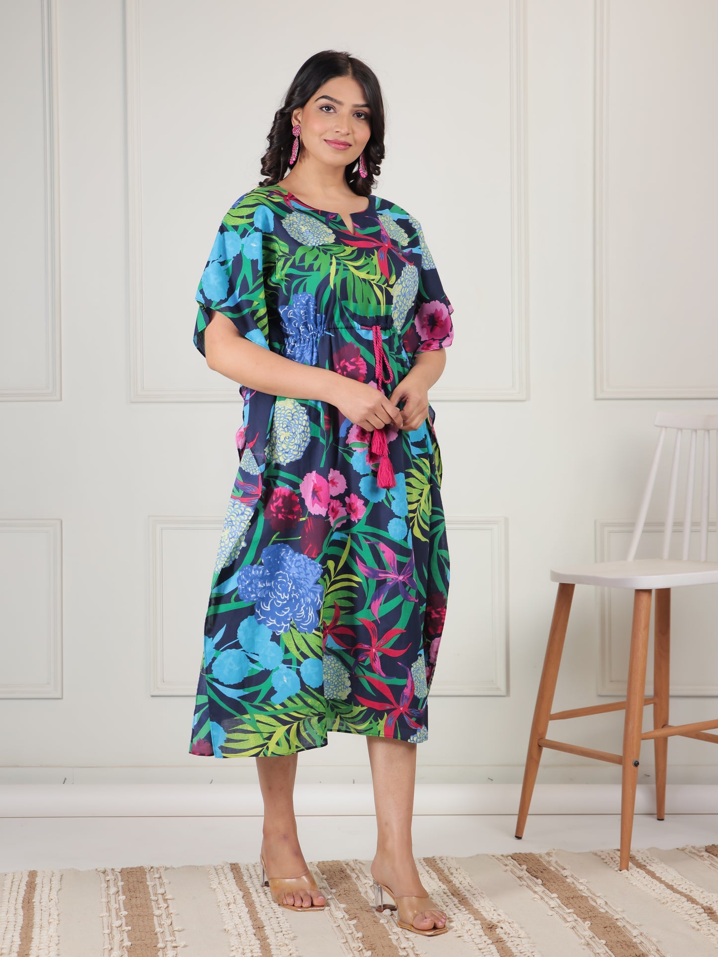 Soft Cotton Floral Multicolor Kaftan