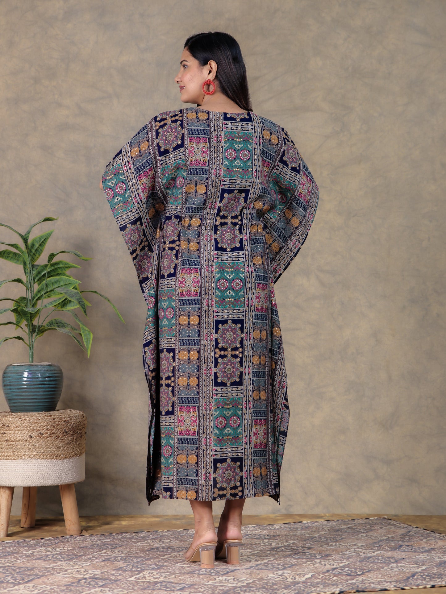 Muslin Patchwork Kaftan Multicolor Kurta
