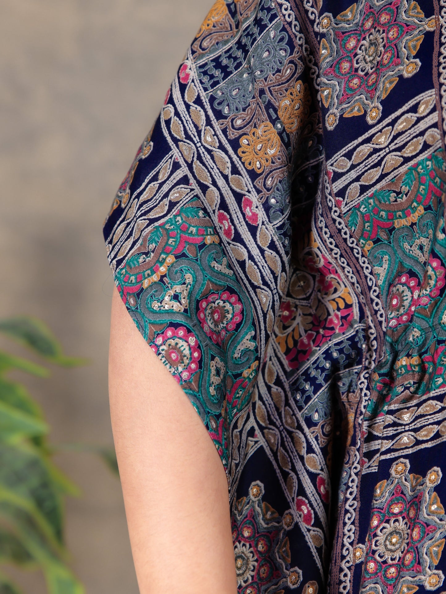 Muslin Patchwork Kaftan Multicolor Kurta