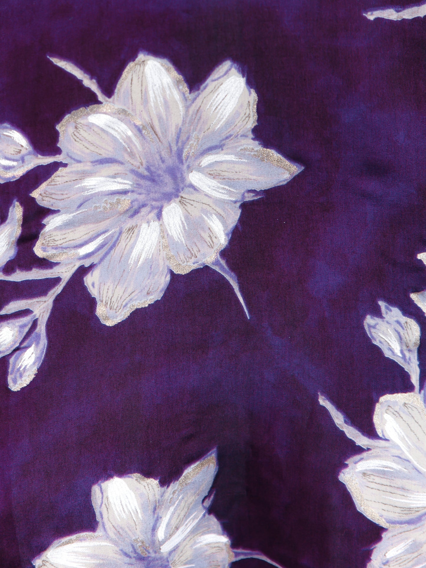 Muslin Floral Flared Purple Dress