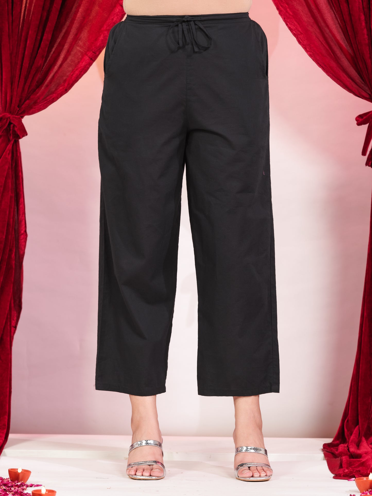 Muslin Geometric Straight Navy Blue Kurta