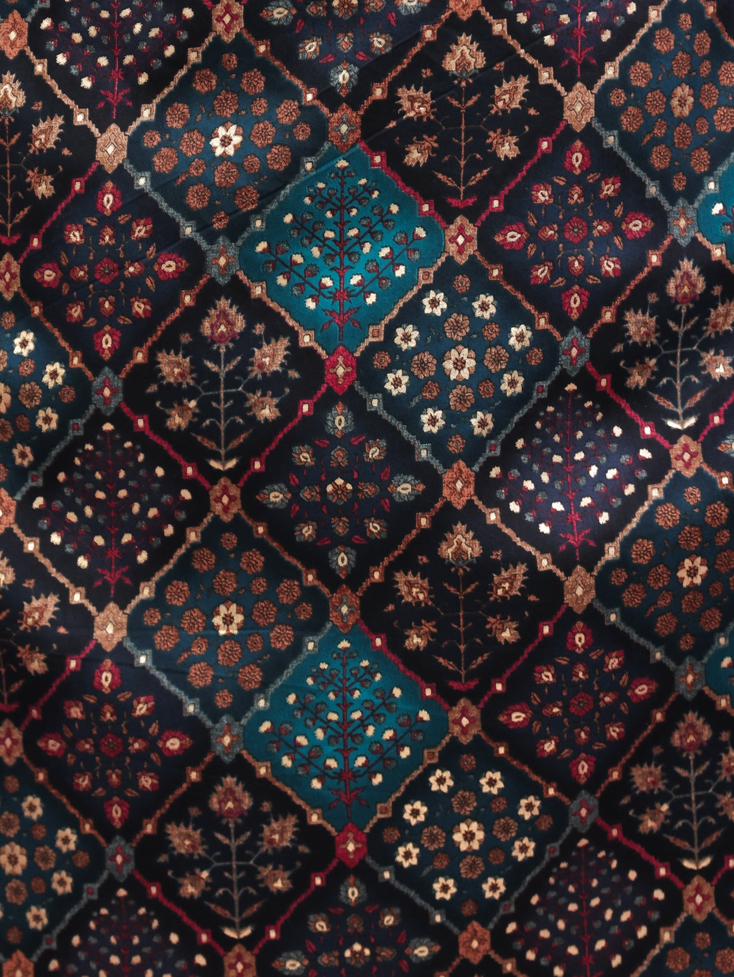 Muslin Geometric Straight Navy Blue Kurta