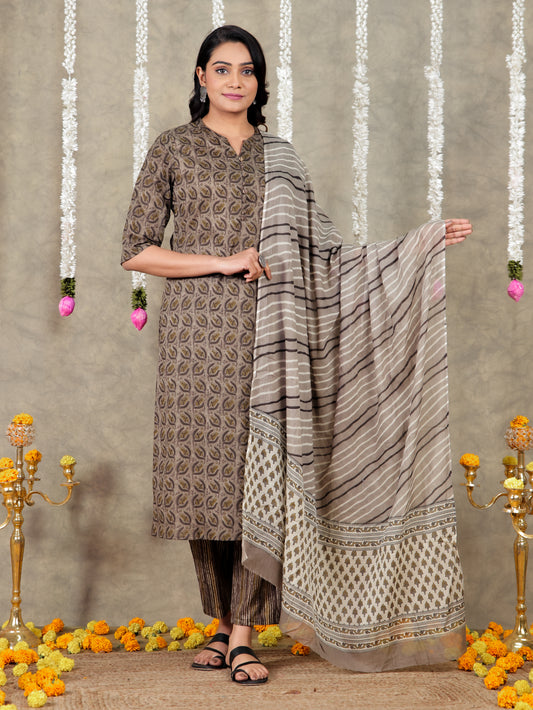 Cotton Voile Floral Cream Dupatta