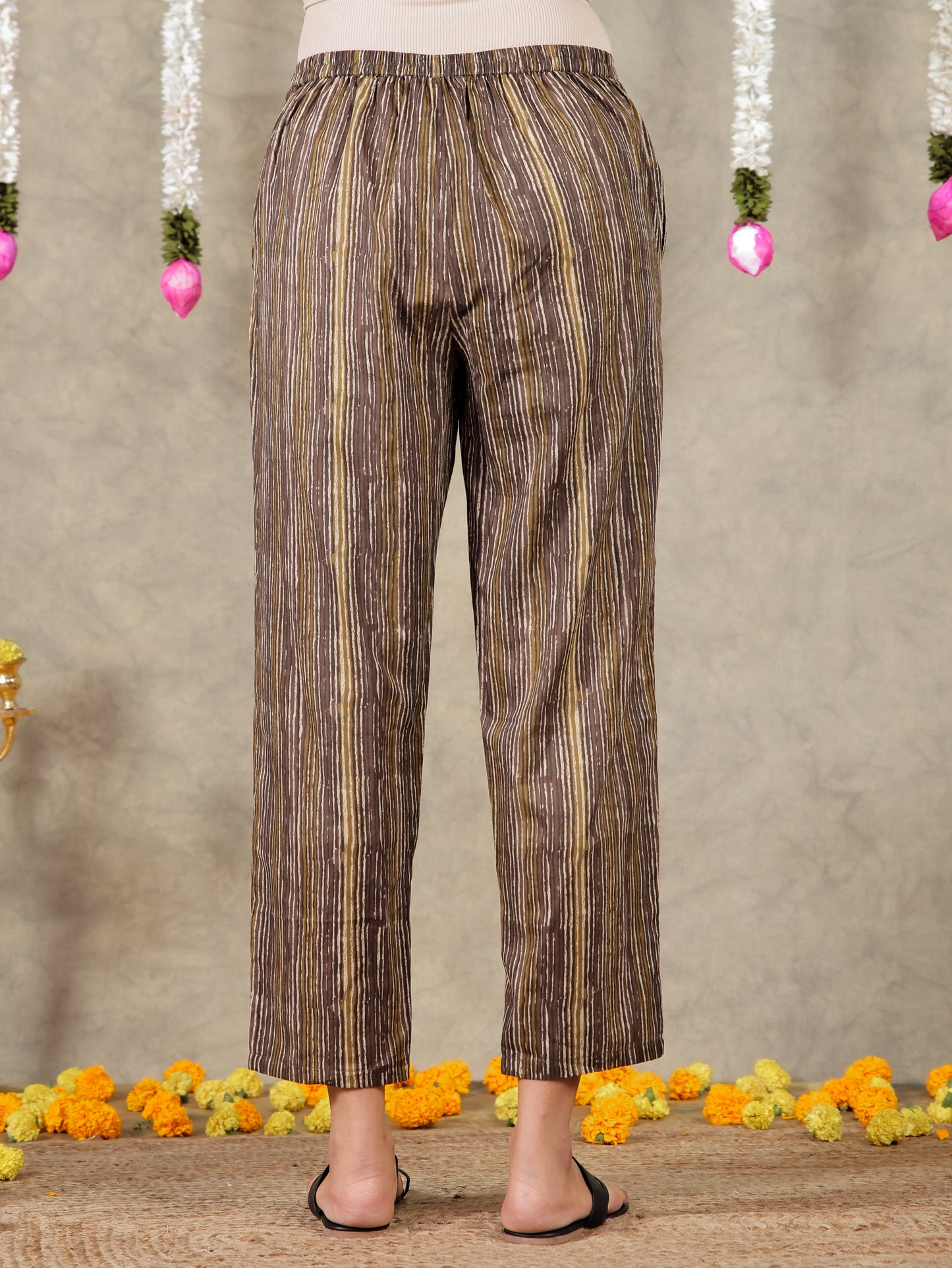 Soft Cotton Floral Straight Beige Kurta
