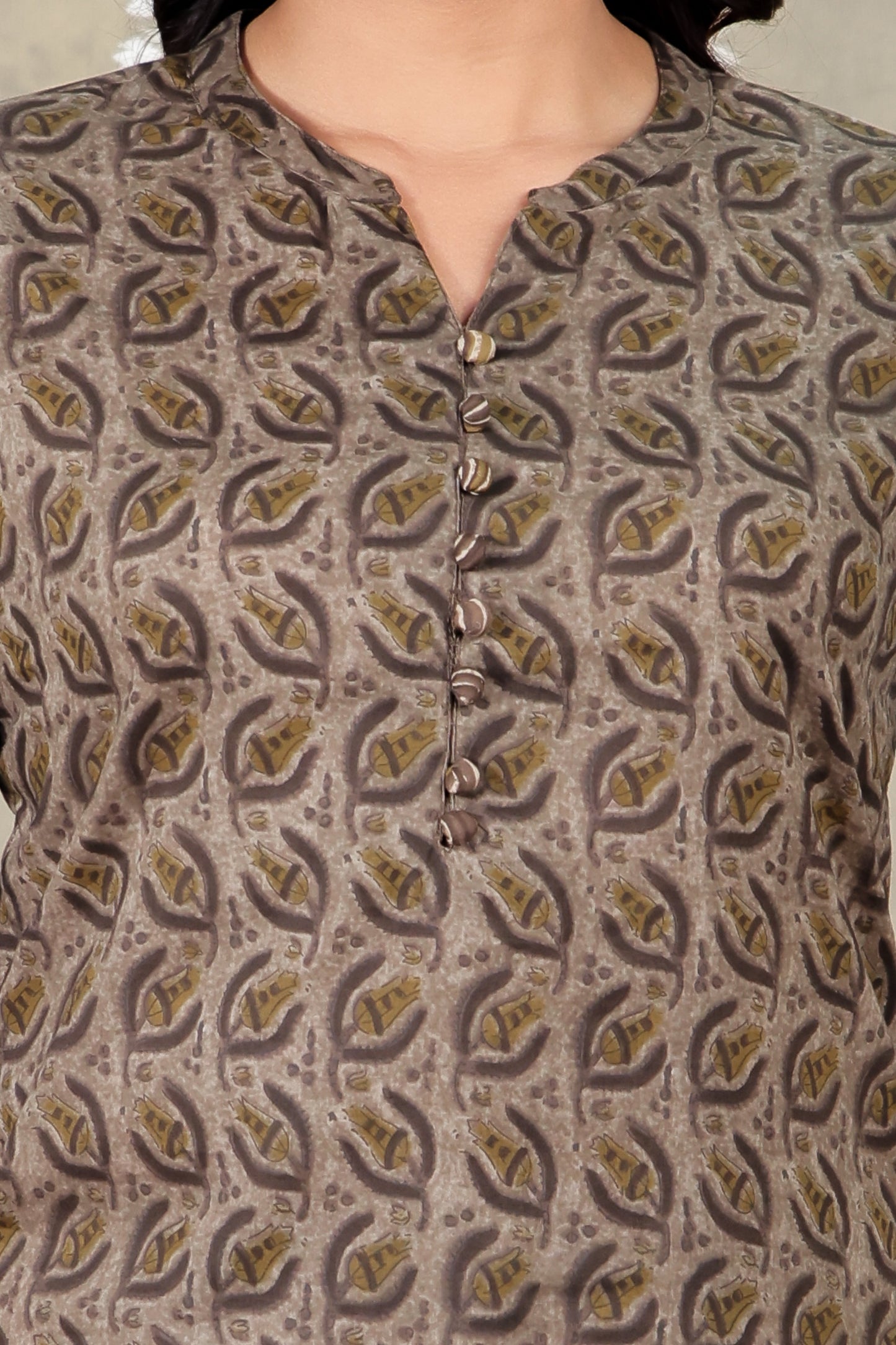 Soft Cotton Floral Straight Beige Kurta