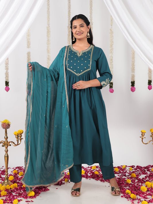 Cotton Voile Solid Teal Dupatta