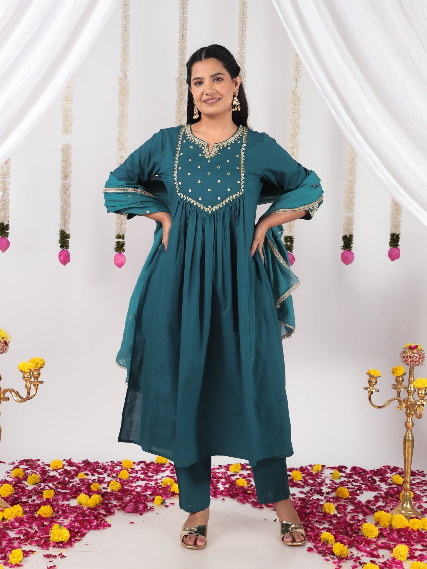 Cotton Voile Solid Teal Dupatta
