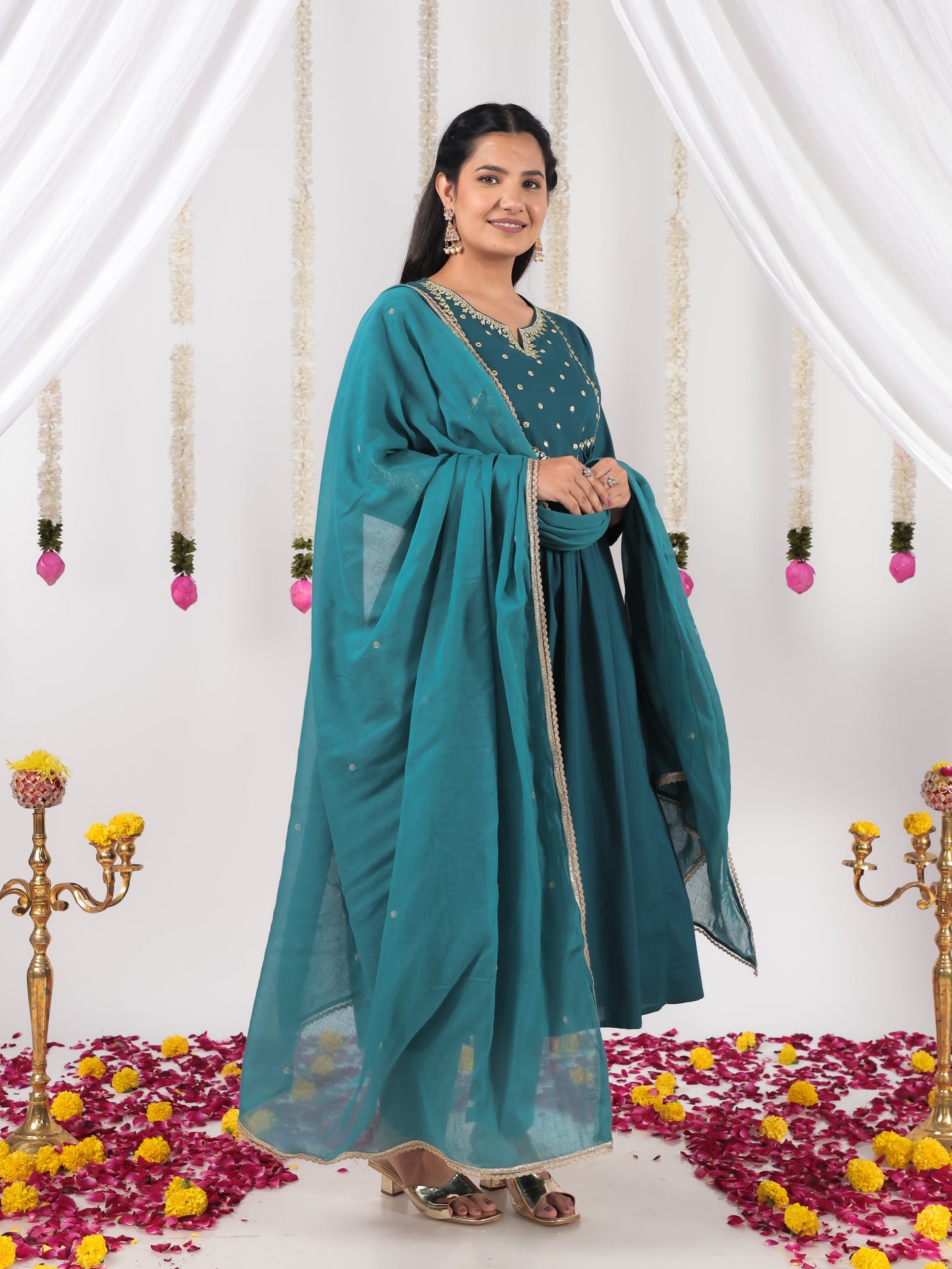 Cotton Voile Solid Teal Dupatta