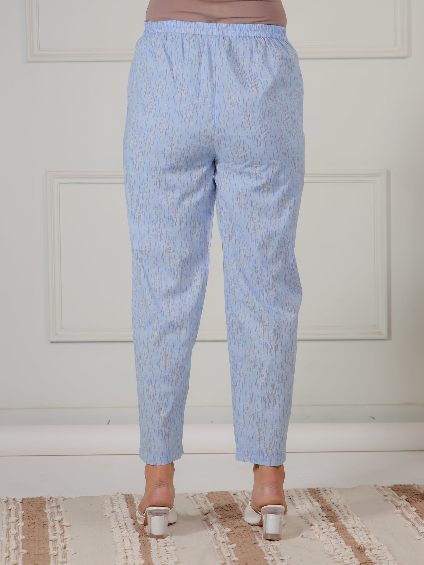 Soft Cotton Floral A-line Blue Kurta