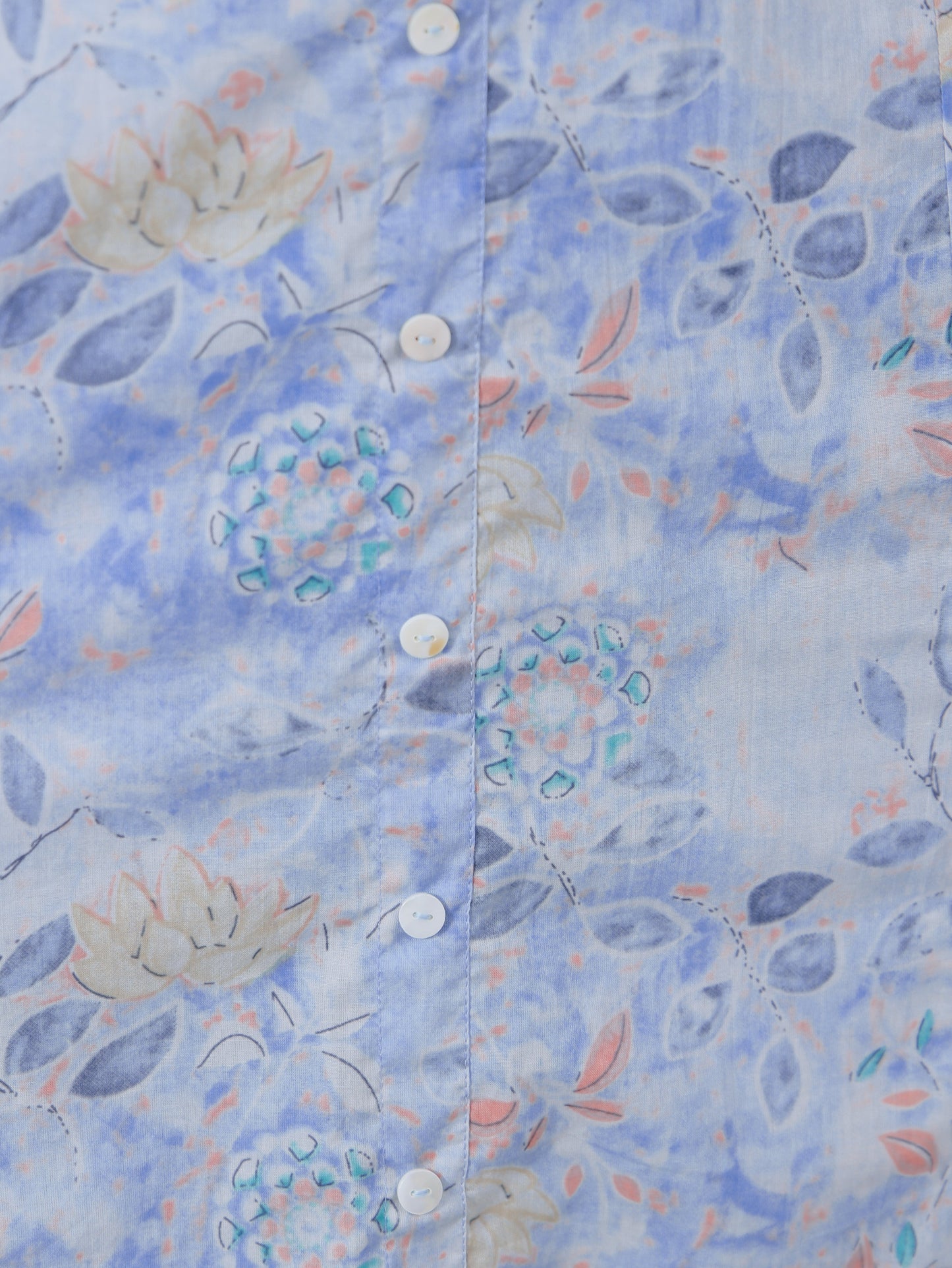 Soft Cotton Floral A-line Blue Kurta