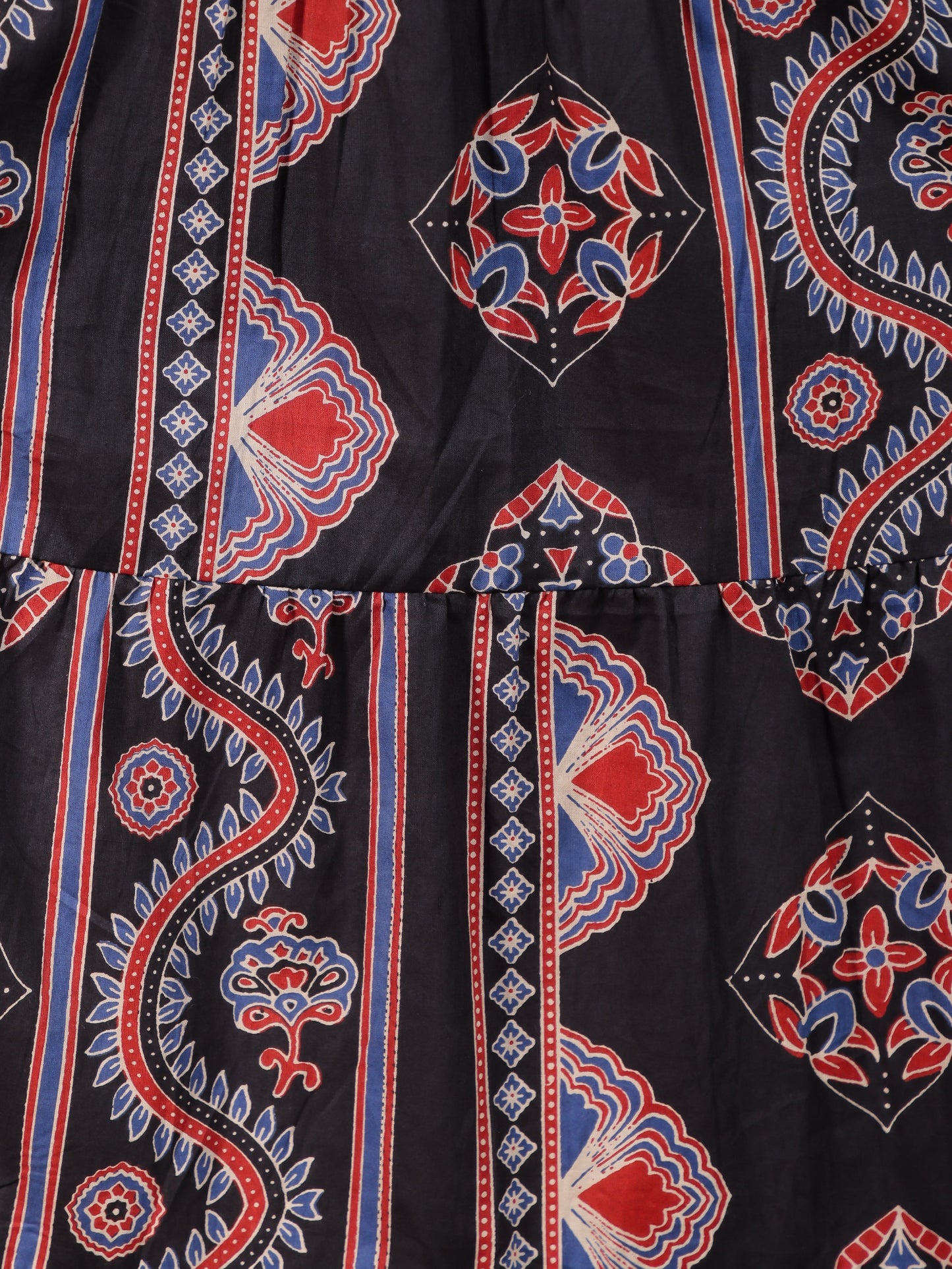 Soft Cotton Geometric Anarkali Black Dress