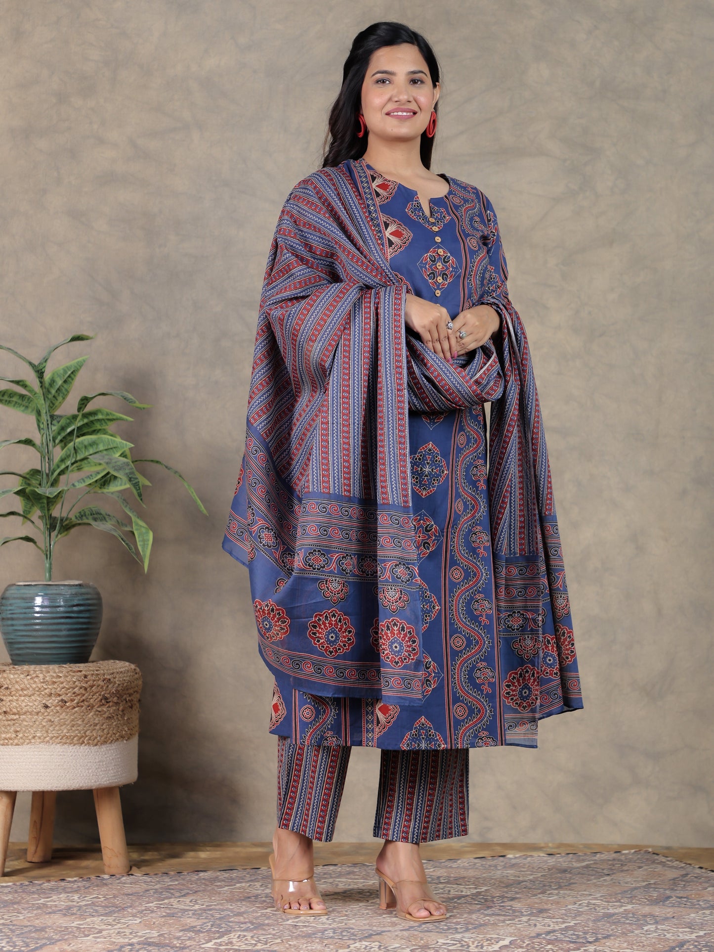Cotton Voile Striped Indigo Dupatta
