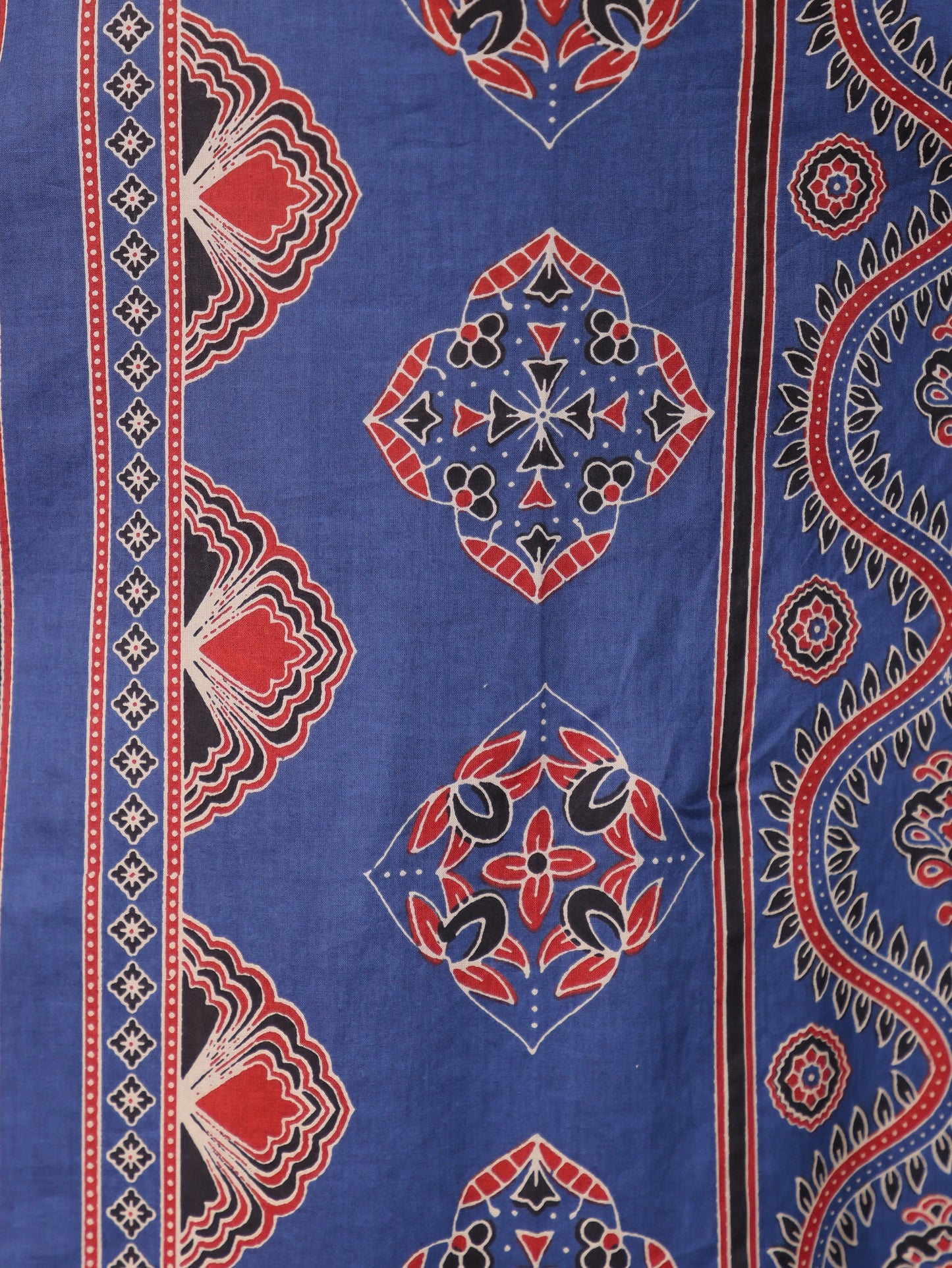 Soft Cotton Geometric A-line Blue Kurta