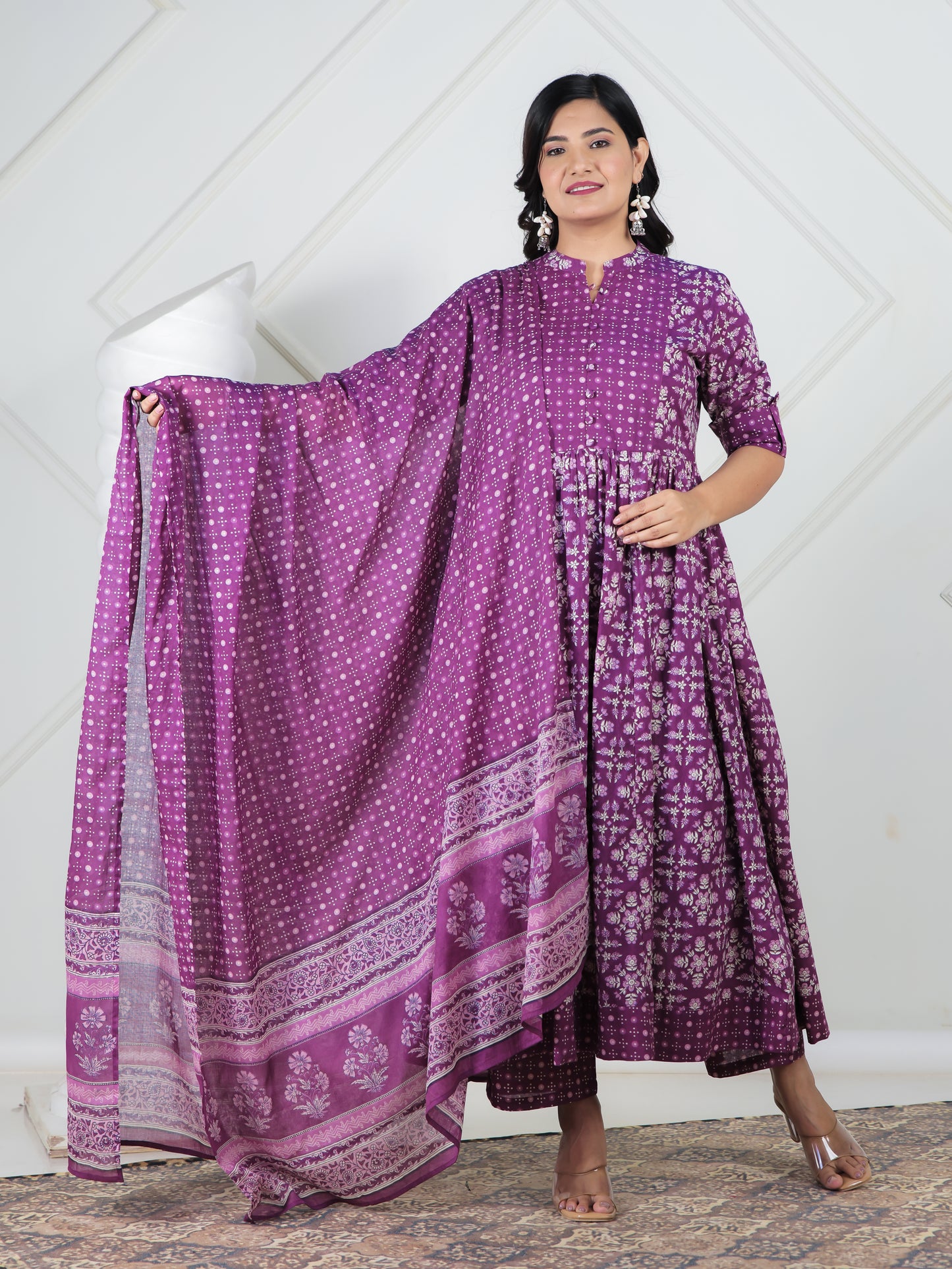 Cotton Voile Bandhani Purple Dupatta