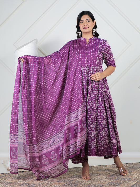 Cotton Voile Bandhani Purple Dupatta