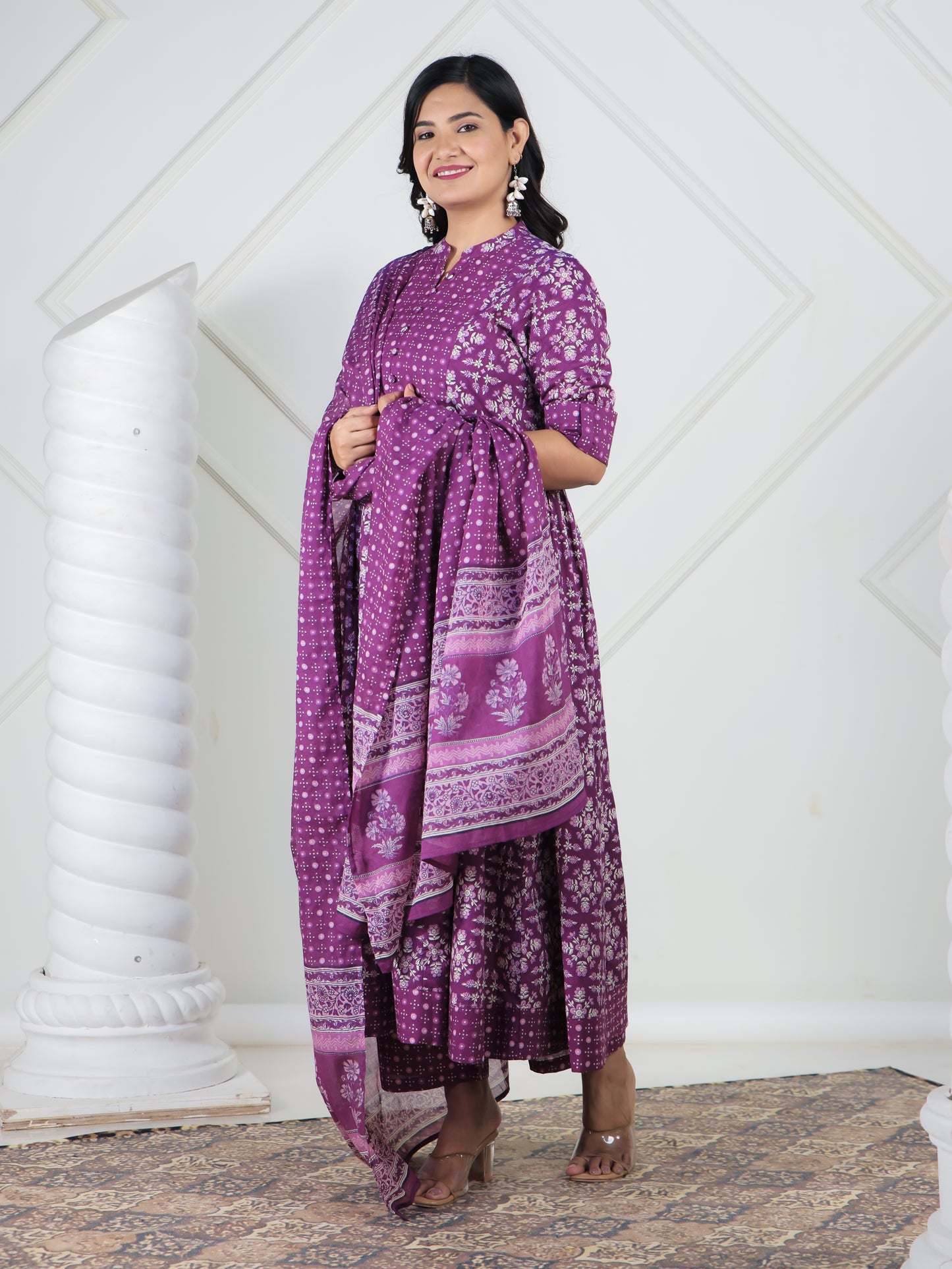 Cotton Voile Bandhani Purple Dupatta