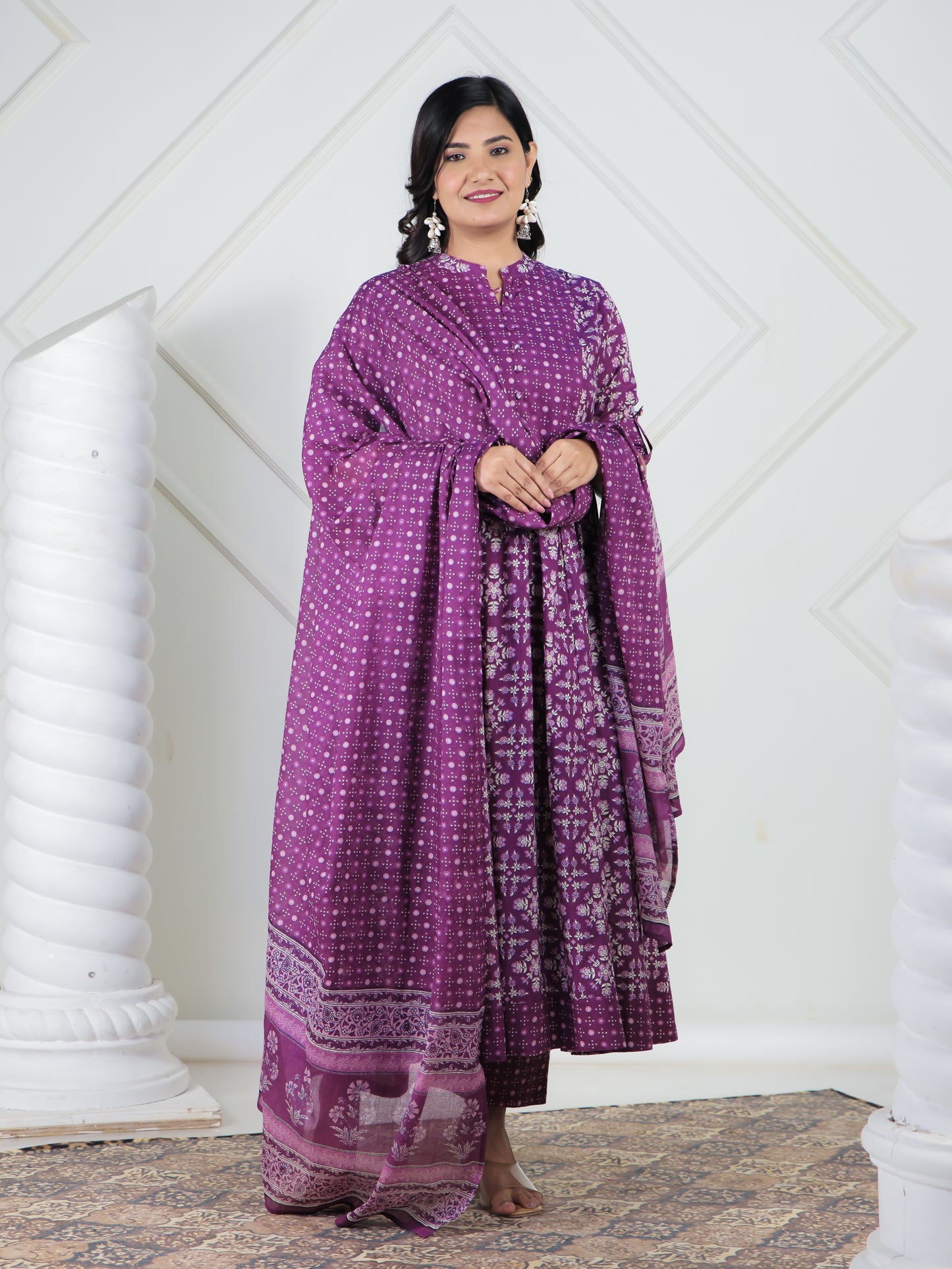 Cotton Voile Bandhani Purple Dupatta