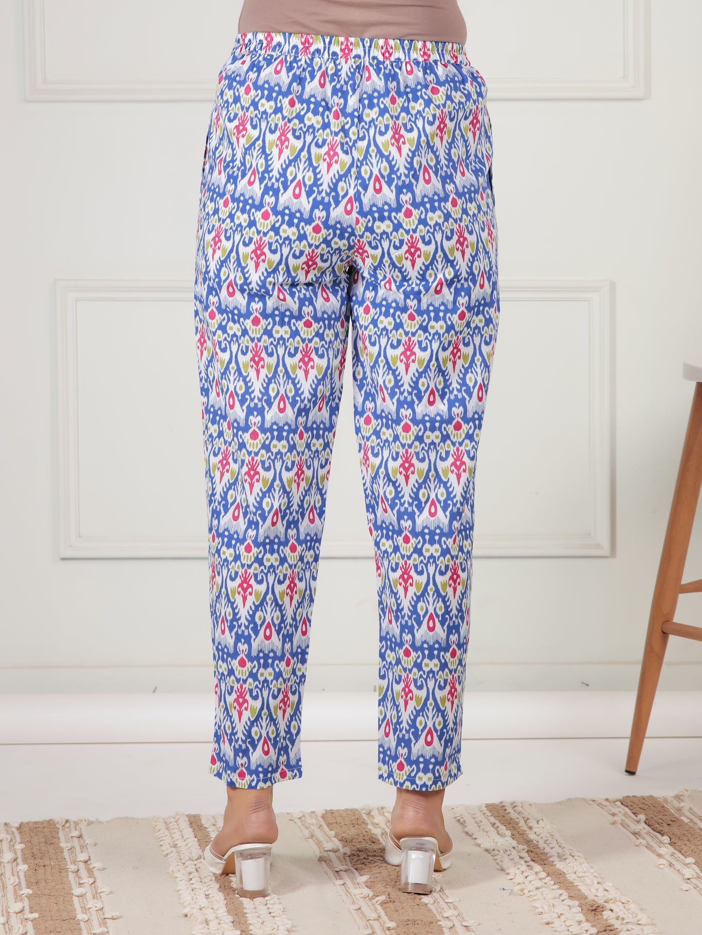 Soft Cotton Ikat High Low Blue Kurta
