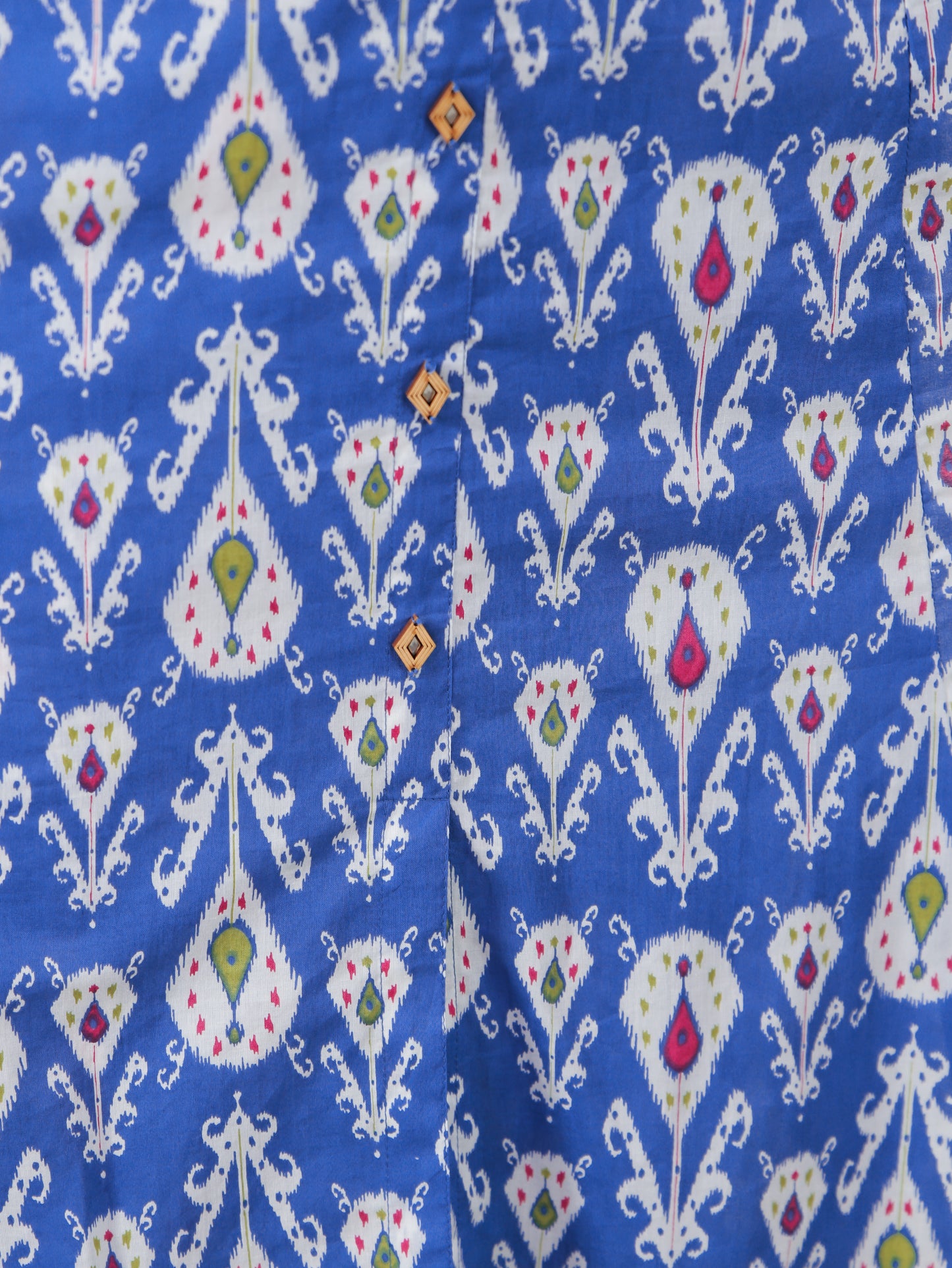 Soft Cotton Ikat High Low Blue Kurta
