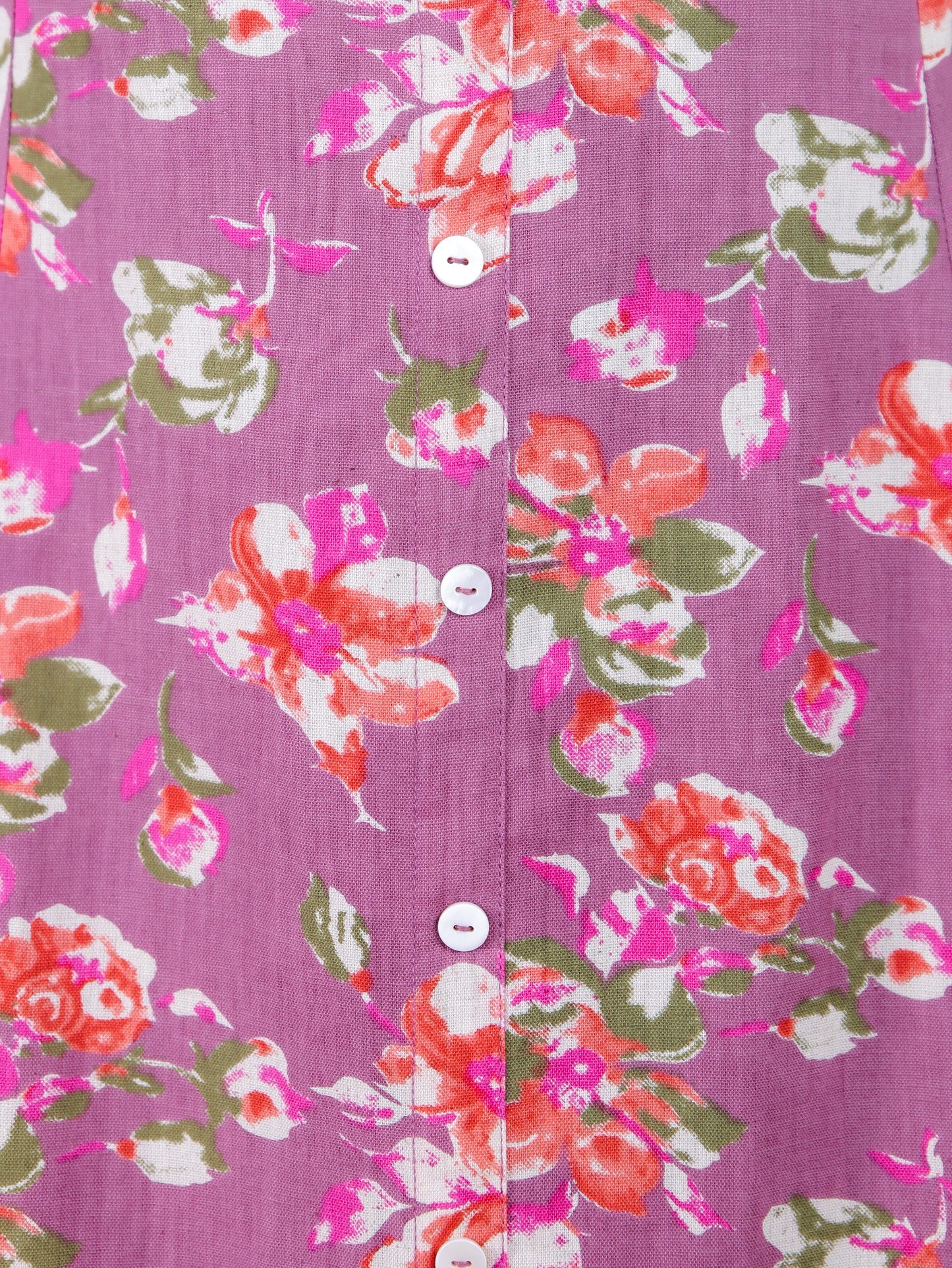 Linen Cotton Floral High Low Purple Kurta