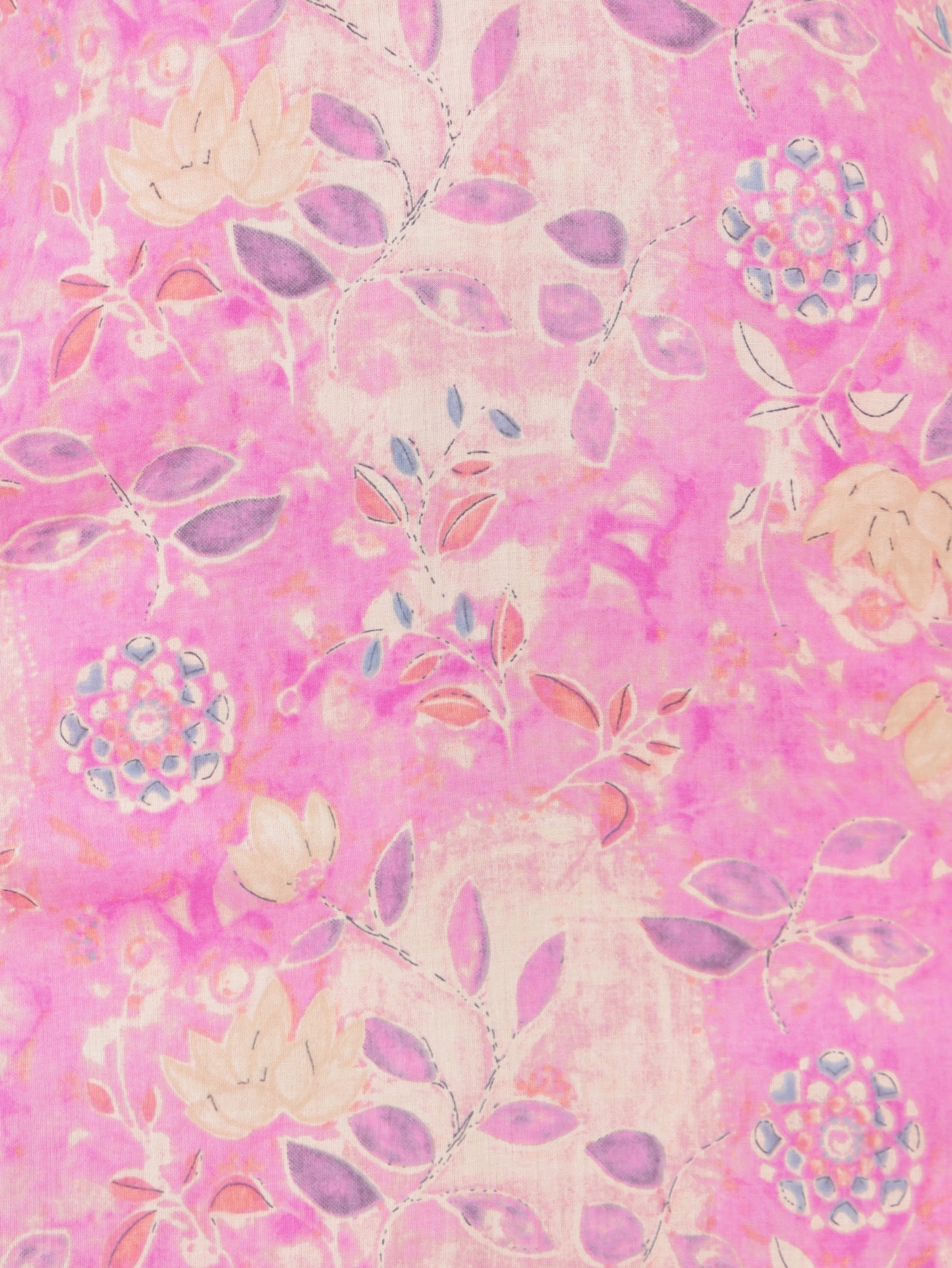 Embroidered Soft Cotton Floral Straight Pink Kurta