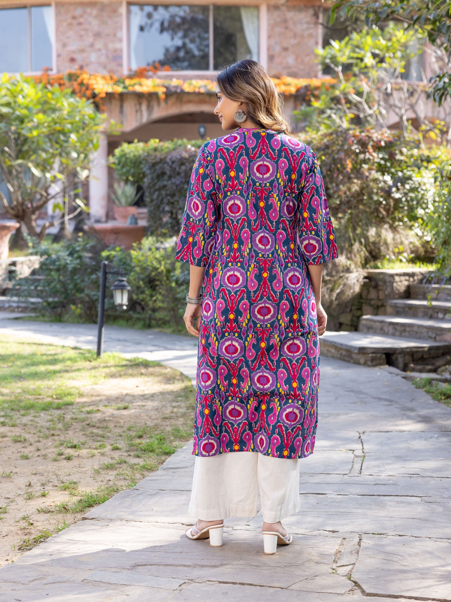 Soft Cotton Ikat Straight Multicolor Kurta