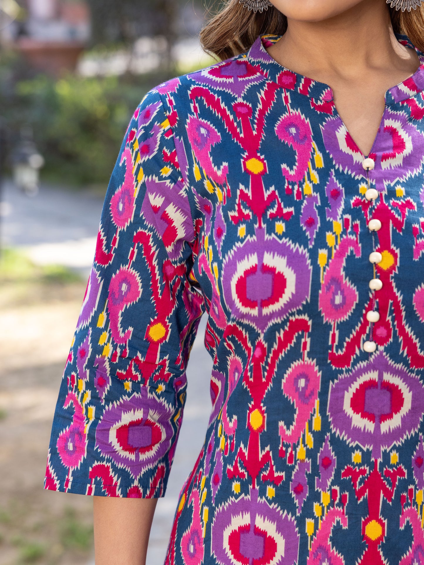 Soft Cotton Ikat Straight Multicolor Kurta