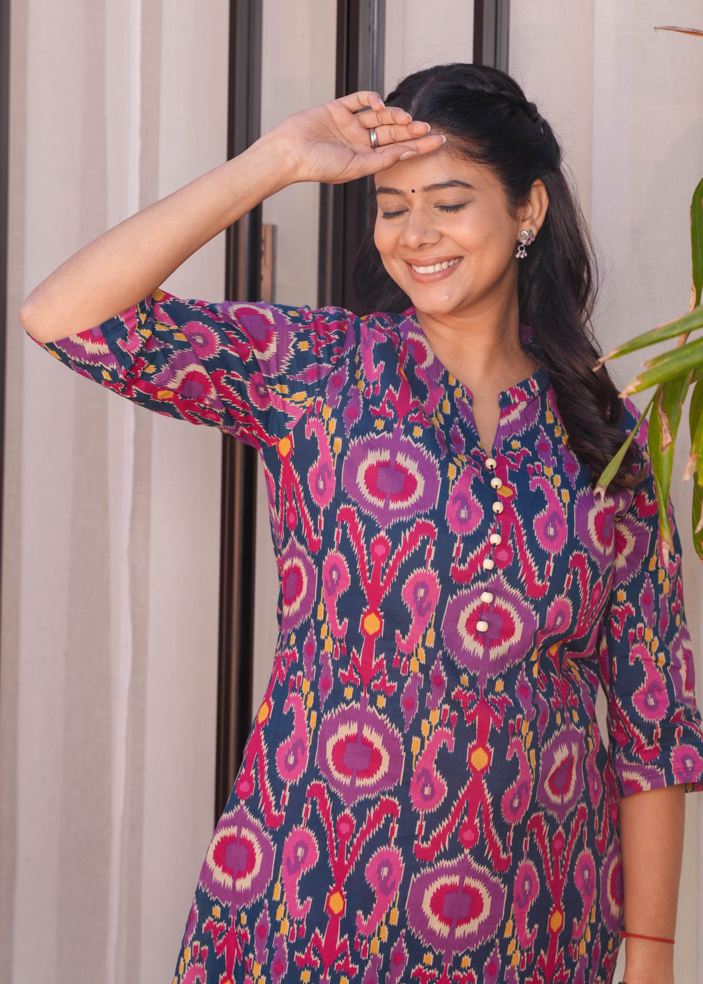 Soft Cotton Ikat Straight Multicolor Kurta