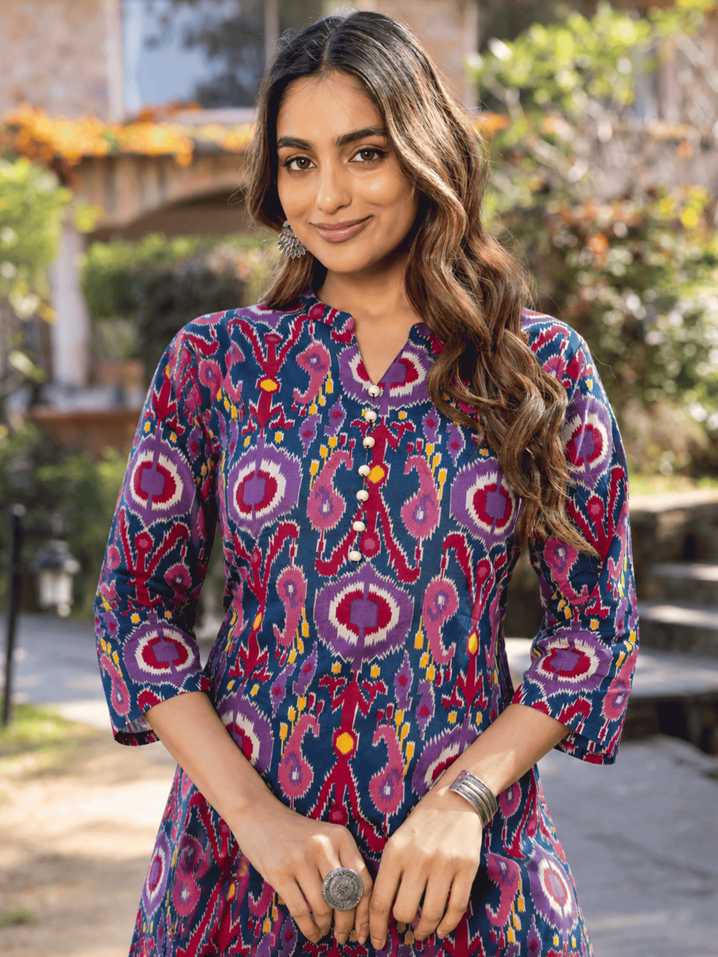 Soft Cotton Ikat Straight Multicolor Kurta
