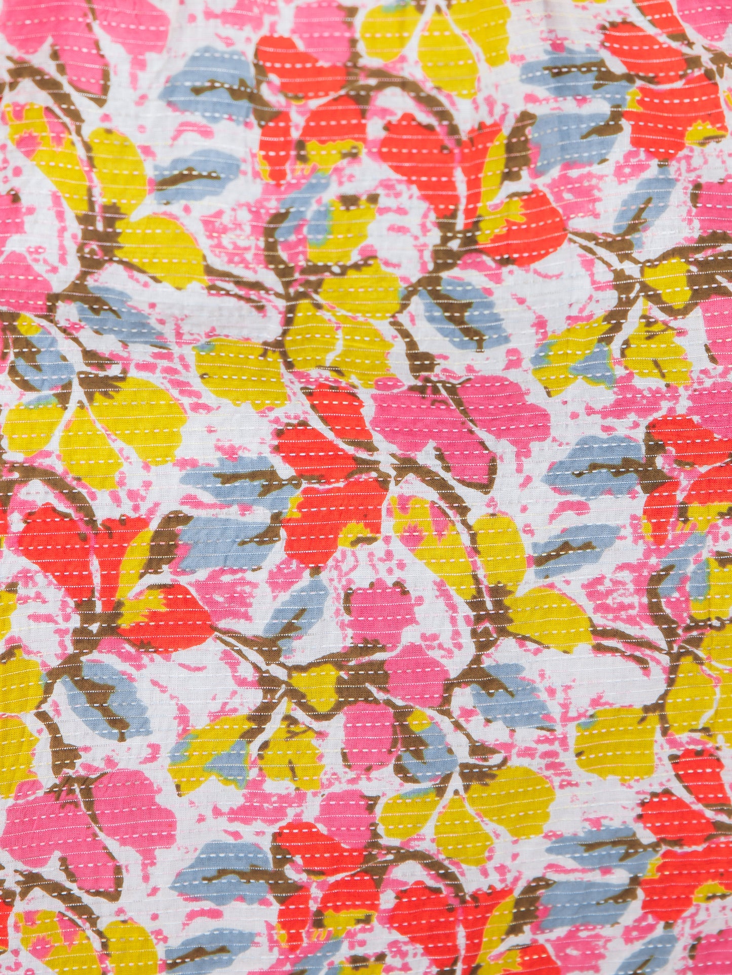 Kantha Cotton Floral Angrakha Multicolor Dress