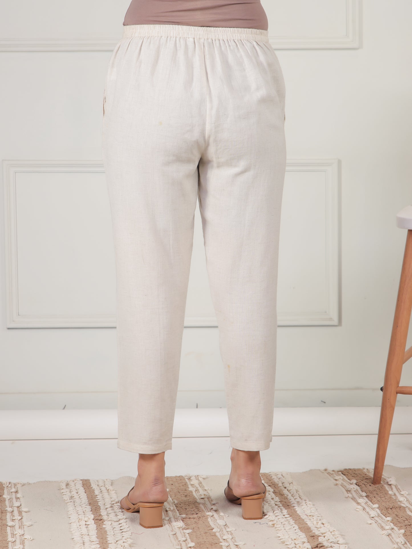 Linen Cotton Floral A-line Baby Pink Kurta