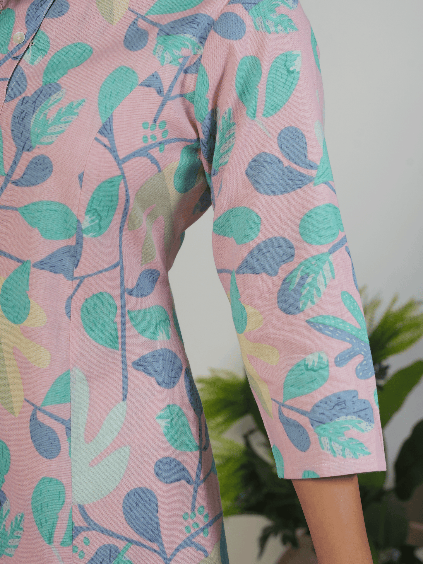 Linen Cotton Floral Flared Mauve Kurta