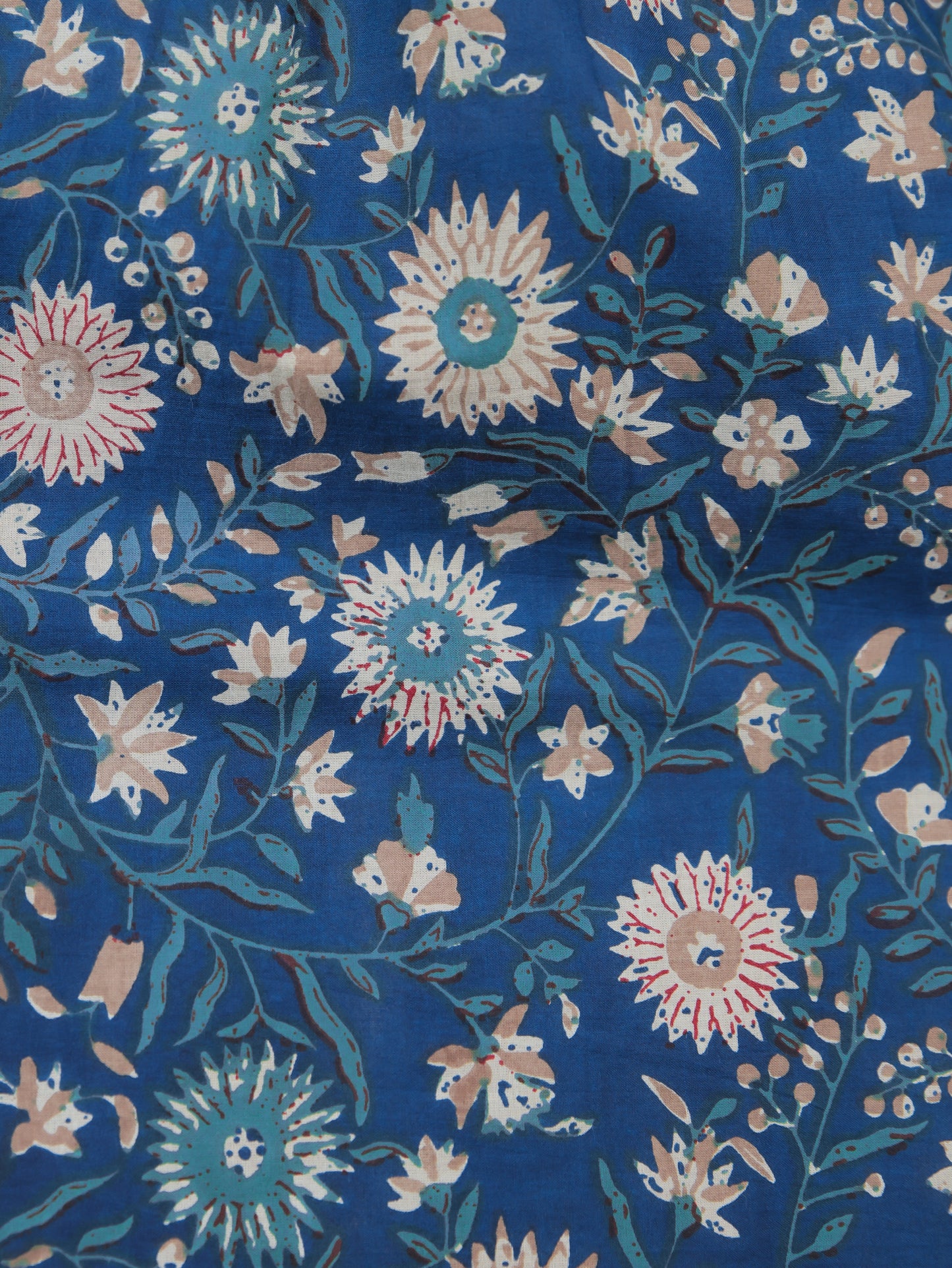 Soft Cotton Floral Angrakha Blue Dress