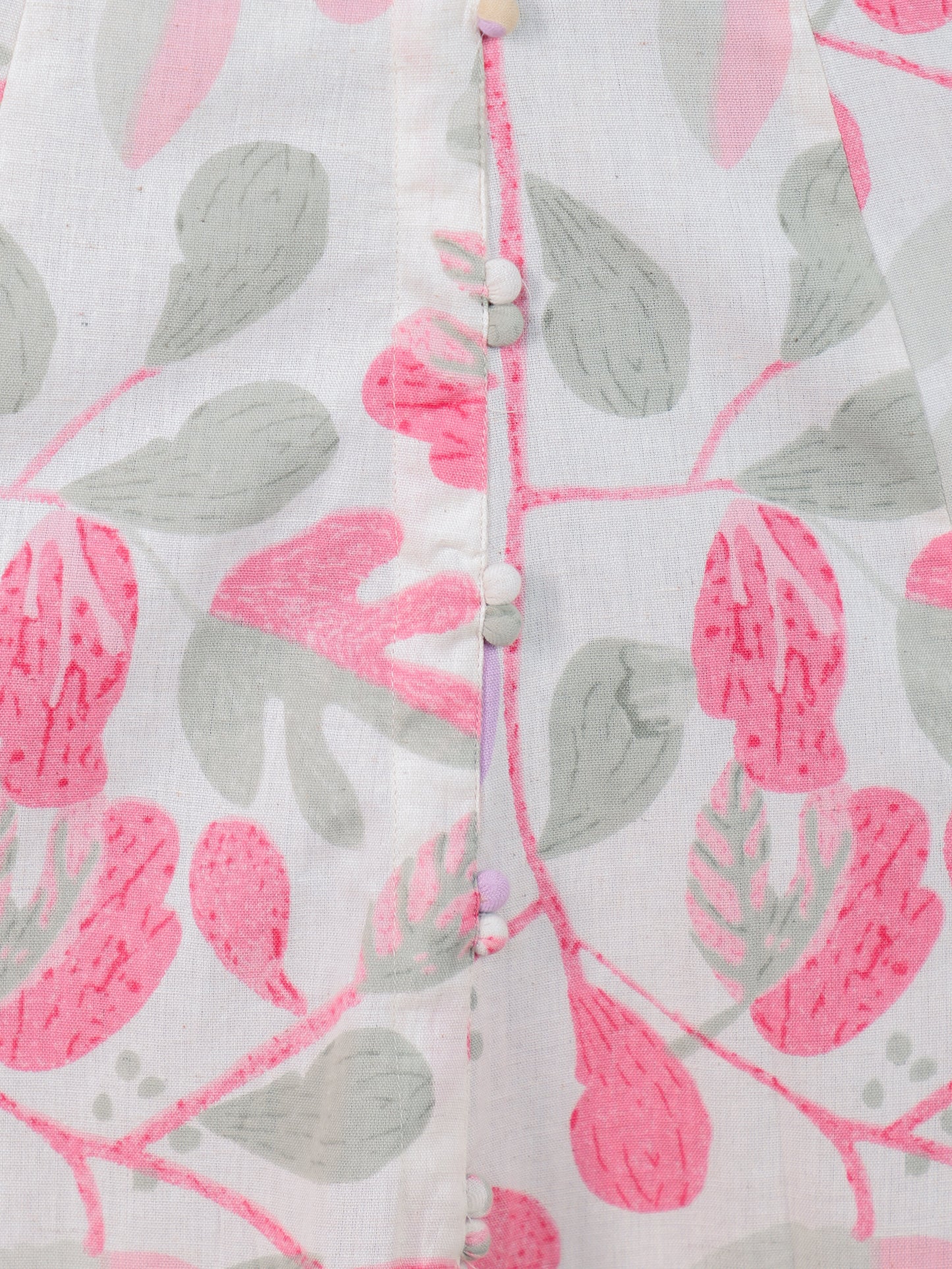 Linen Cotton Foliage Anarkali Off White Dress