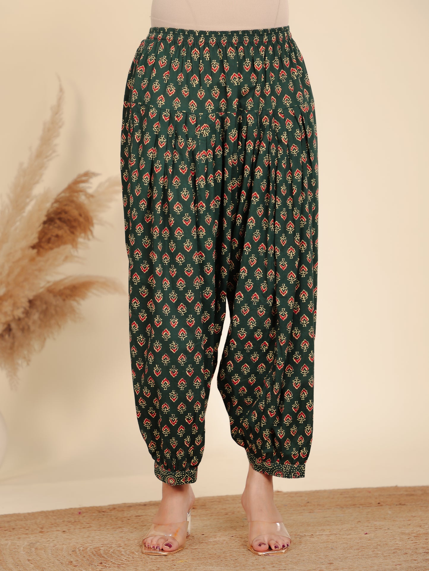 Soft Cotton Floral Green Salwar