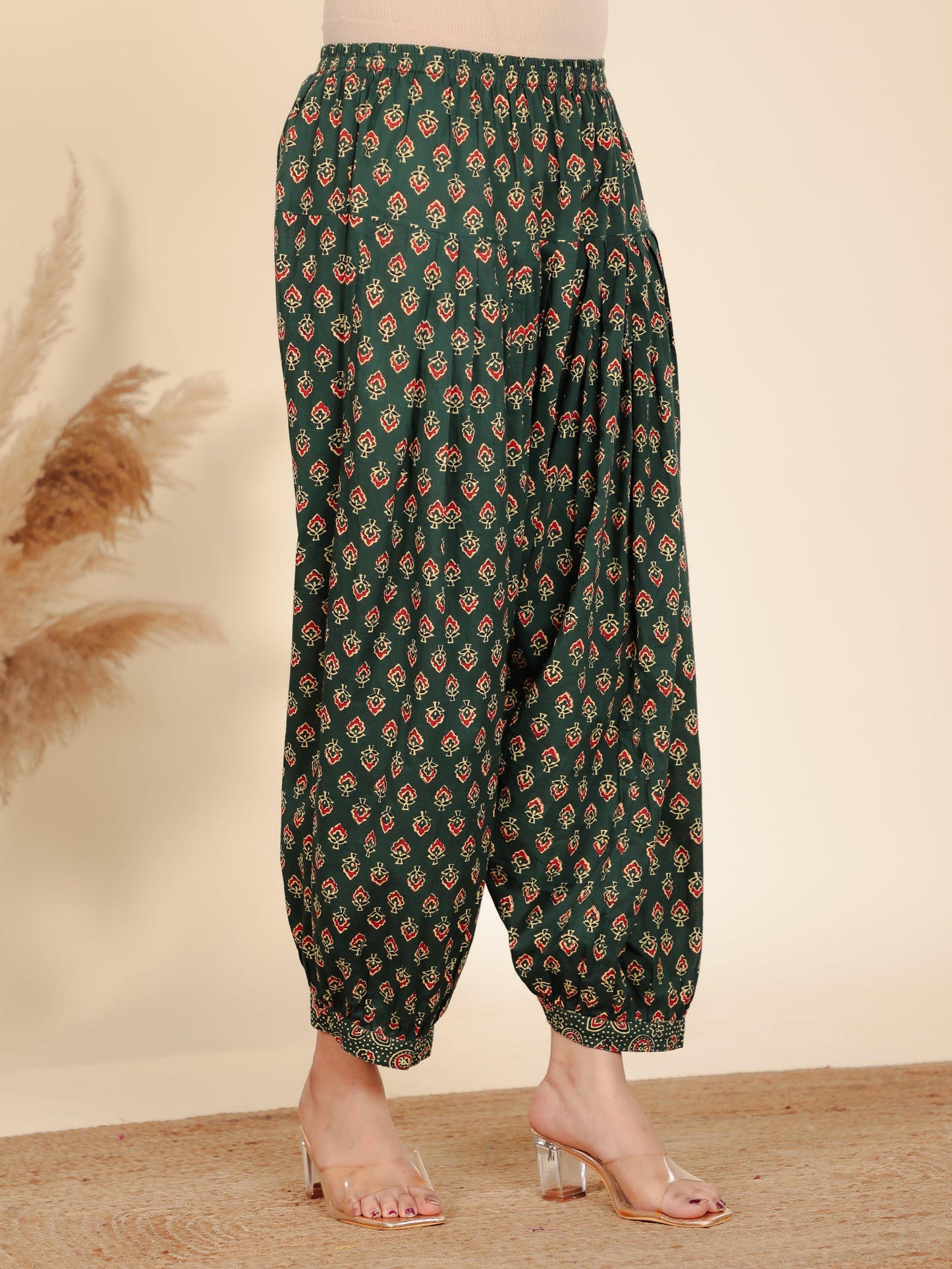 Soft Cotton Floral Straight Green Kurta