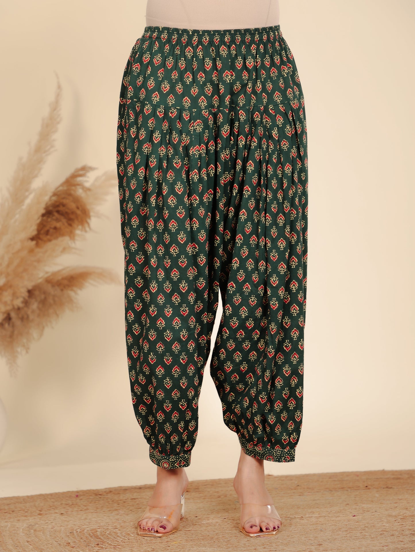 Soft Cotton Floral Straight Green Kurta