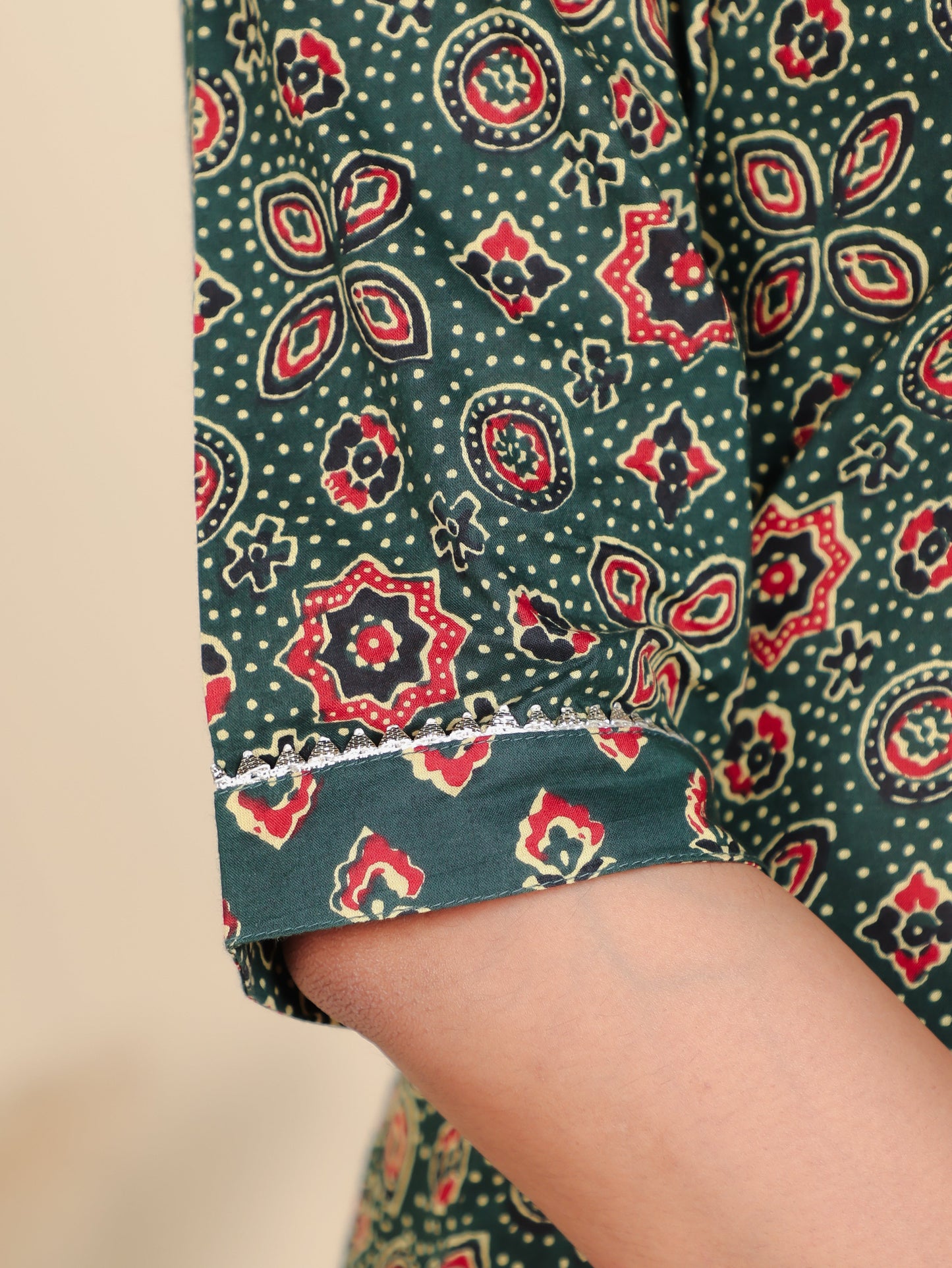 Soft Cotton Floral Straight Green Kurta