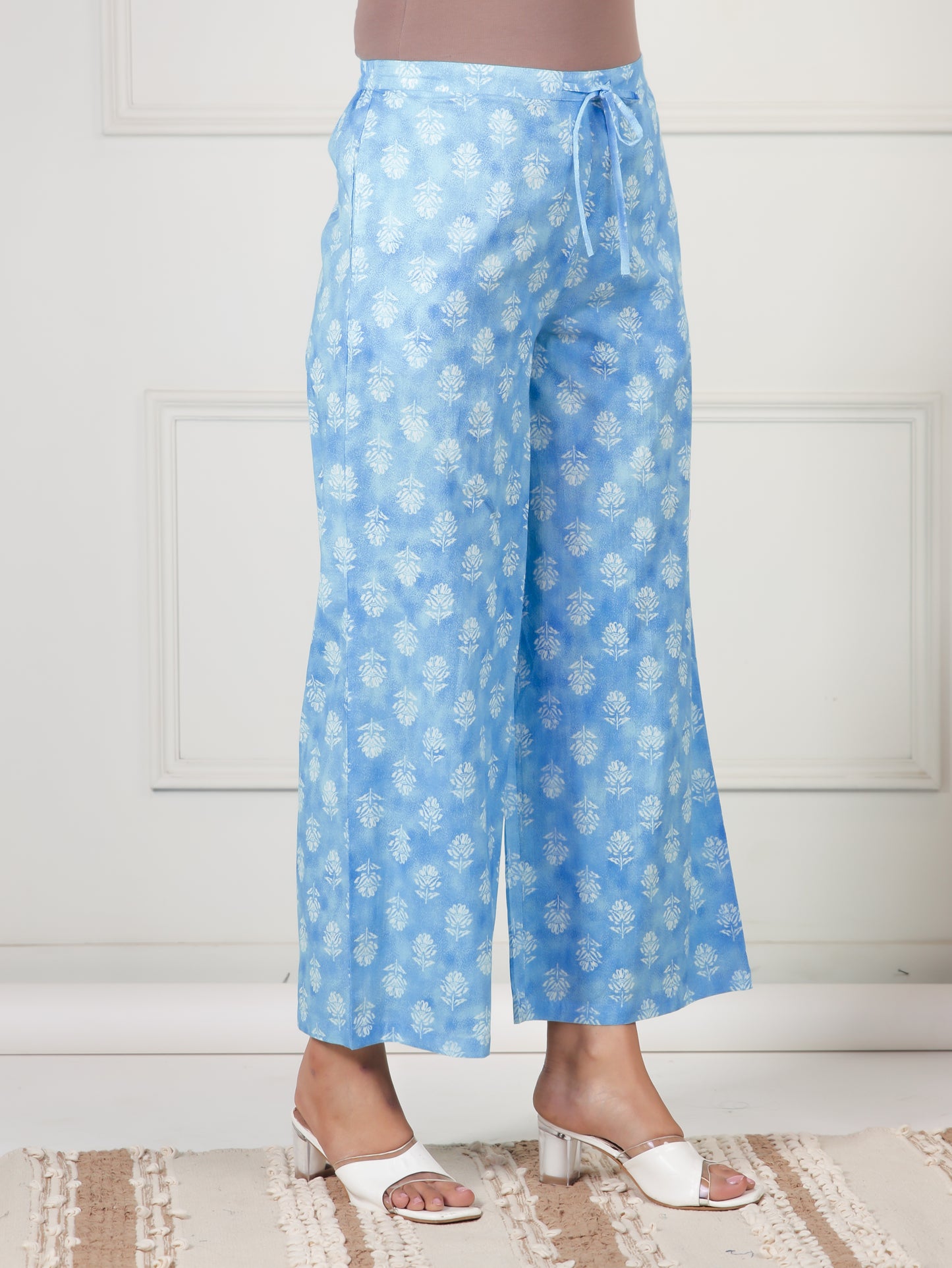 Soft Cotton Paisley A-line Blue Kurta