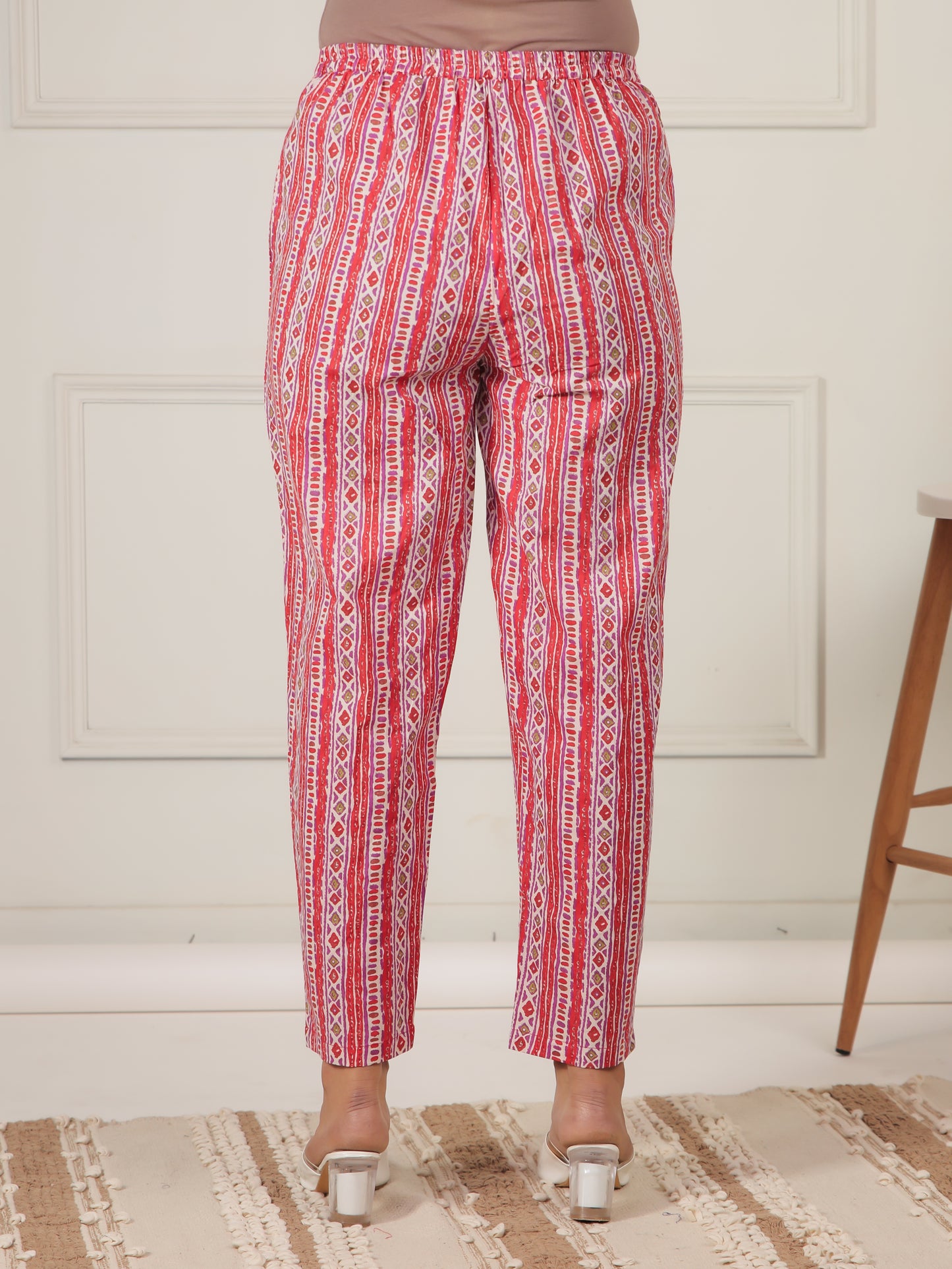 Soft Cotton Striped Multicolor Tapered Trousers