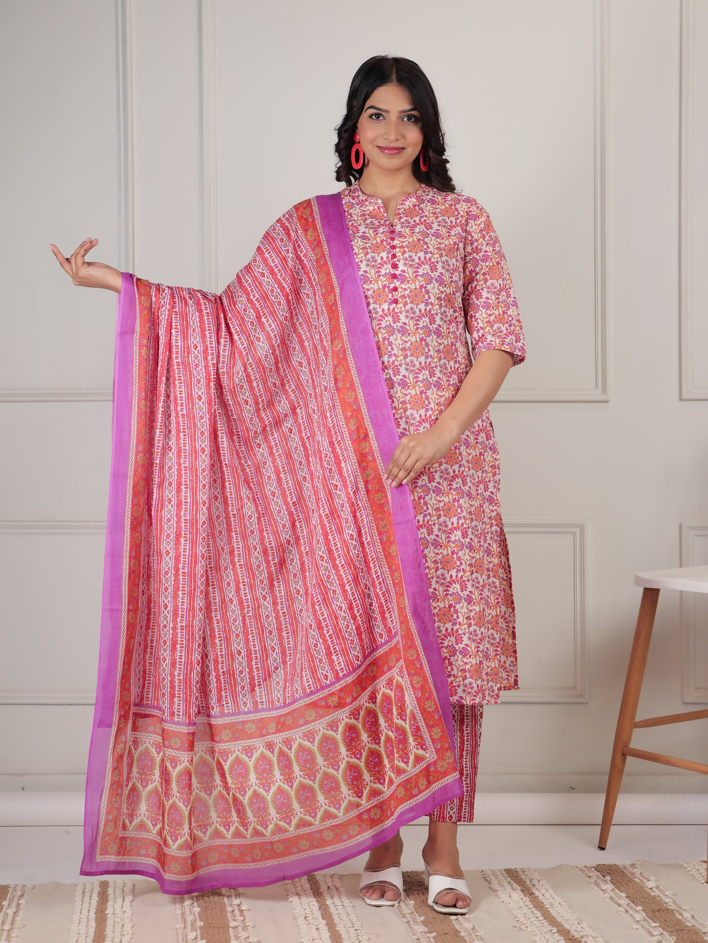 Cotton Voile Striped Multicolor Dupatta