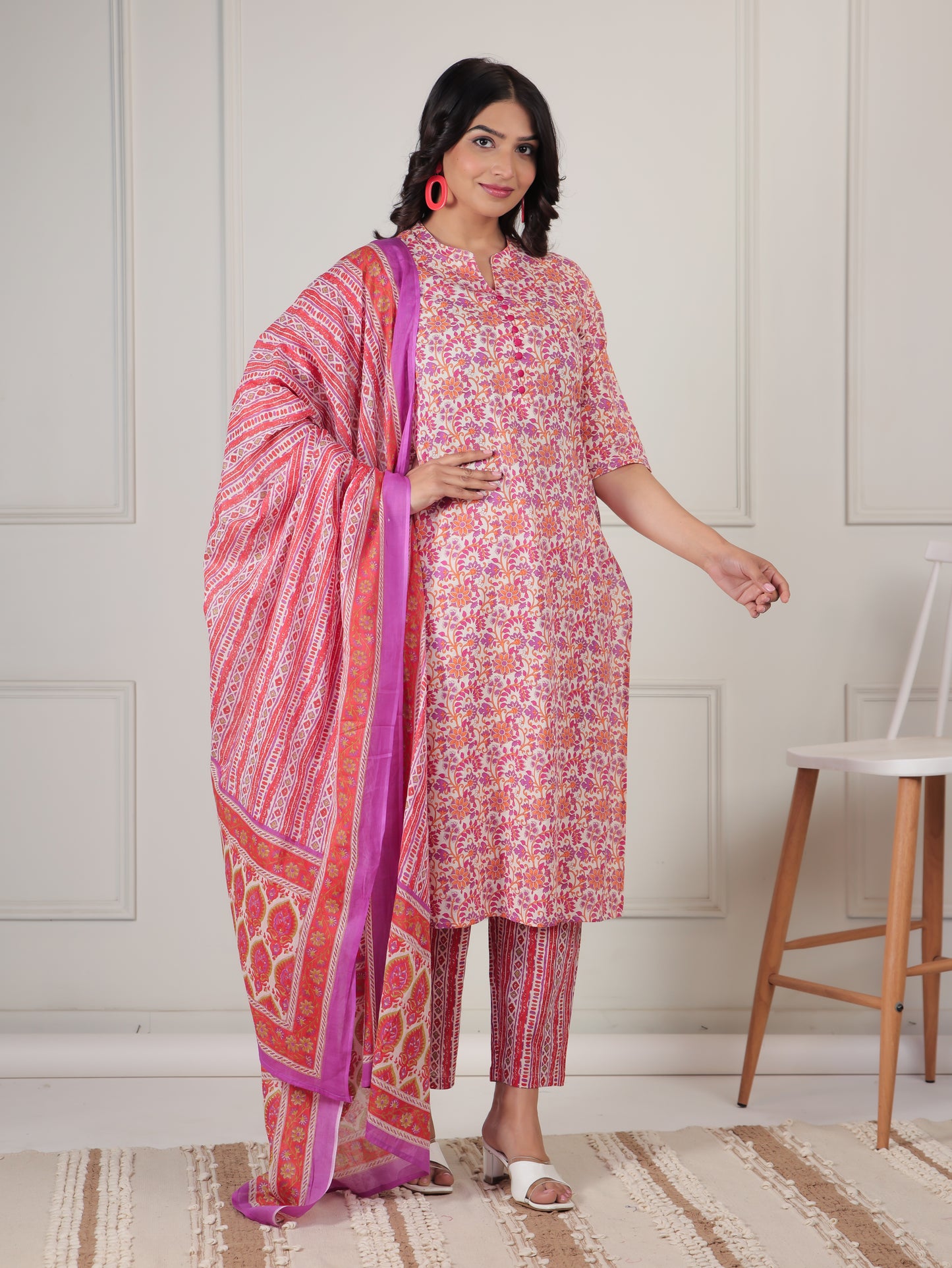 Cotton Voile Striped Multicolor Dupatta