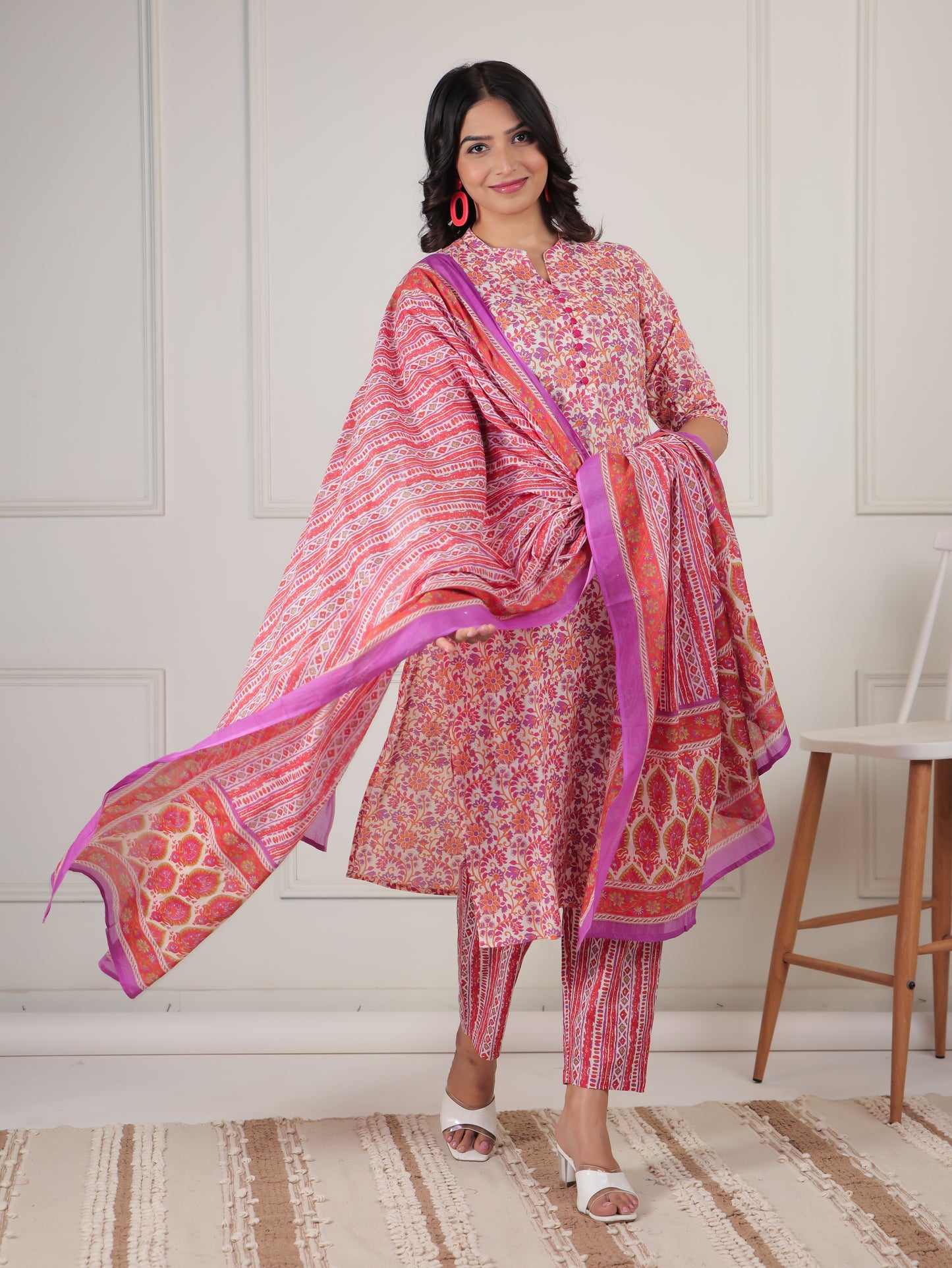 Cotton Voile Striped Multicolor Dupatta
