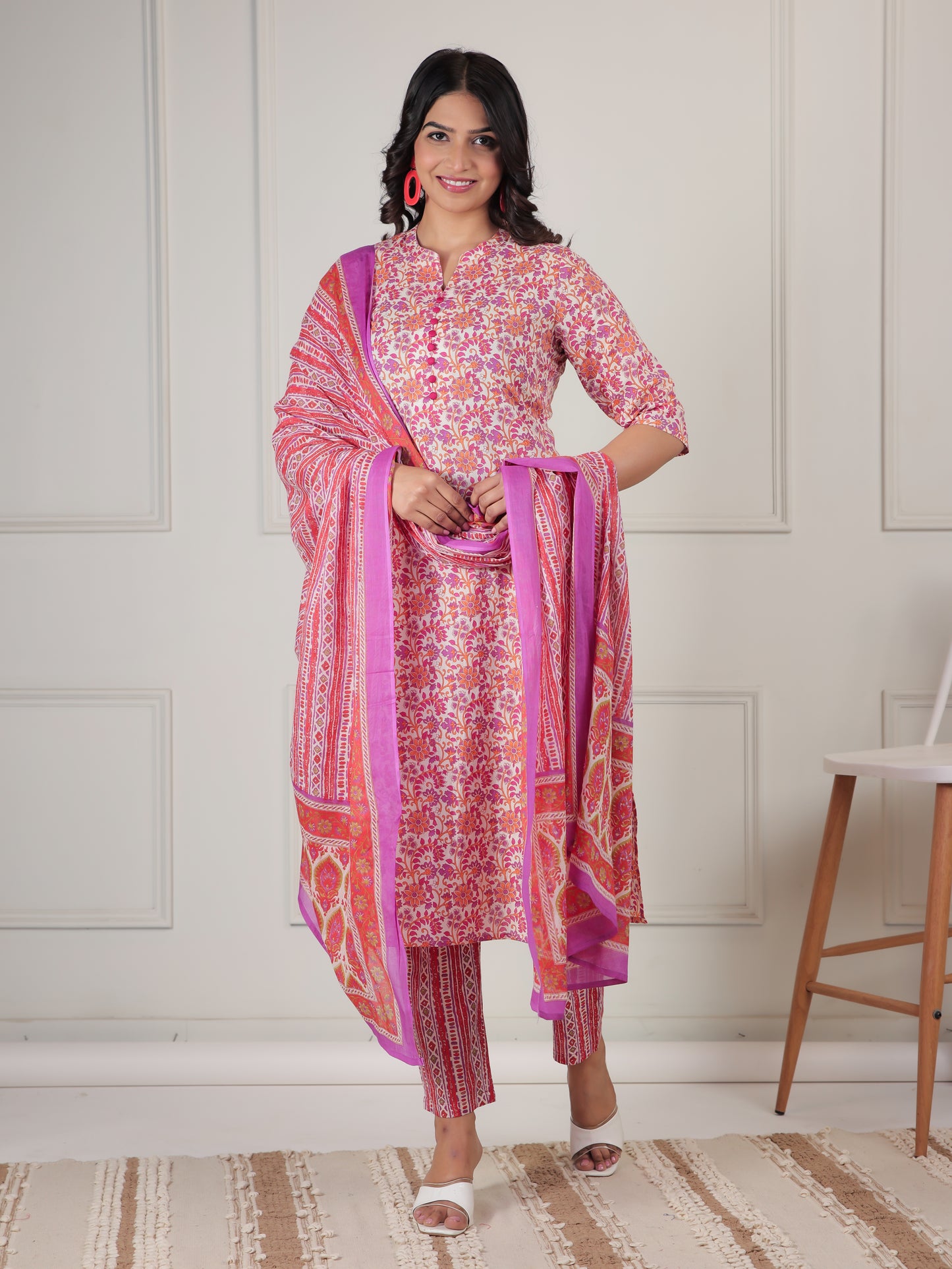 Cotton Voile Striped Multicolor Dupatta