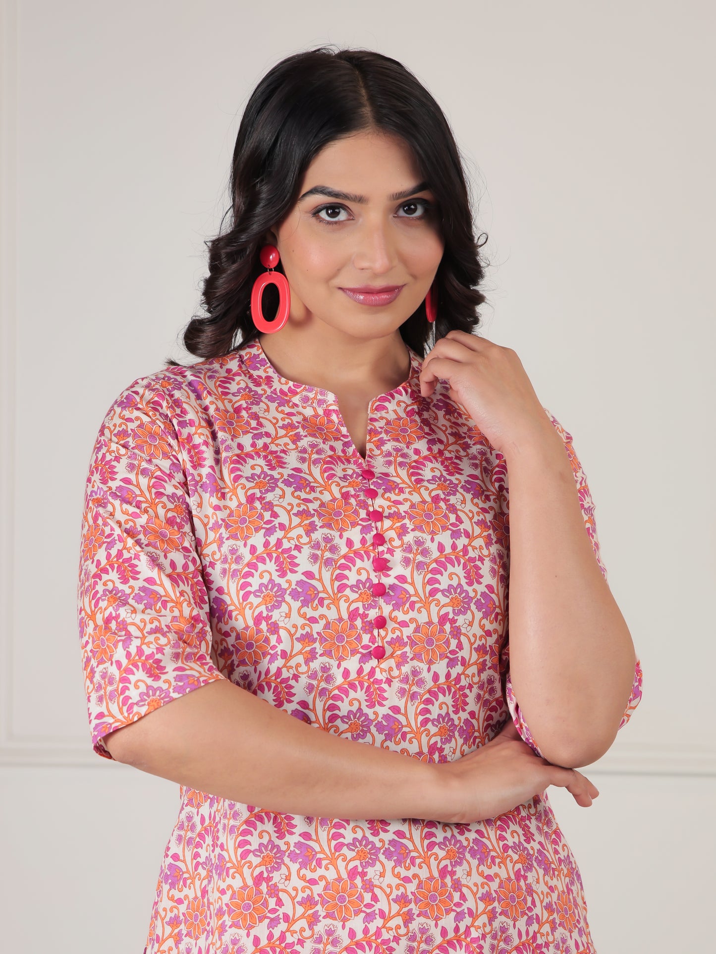Soft Cotton Floral Straight Multicolor Kurta