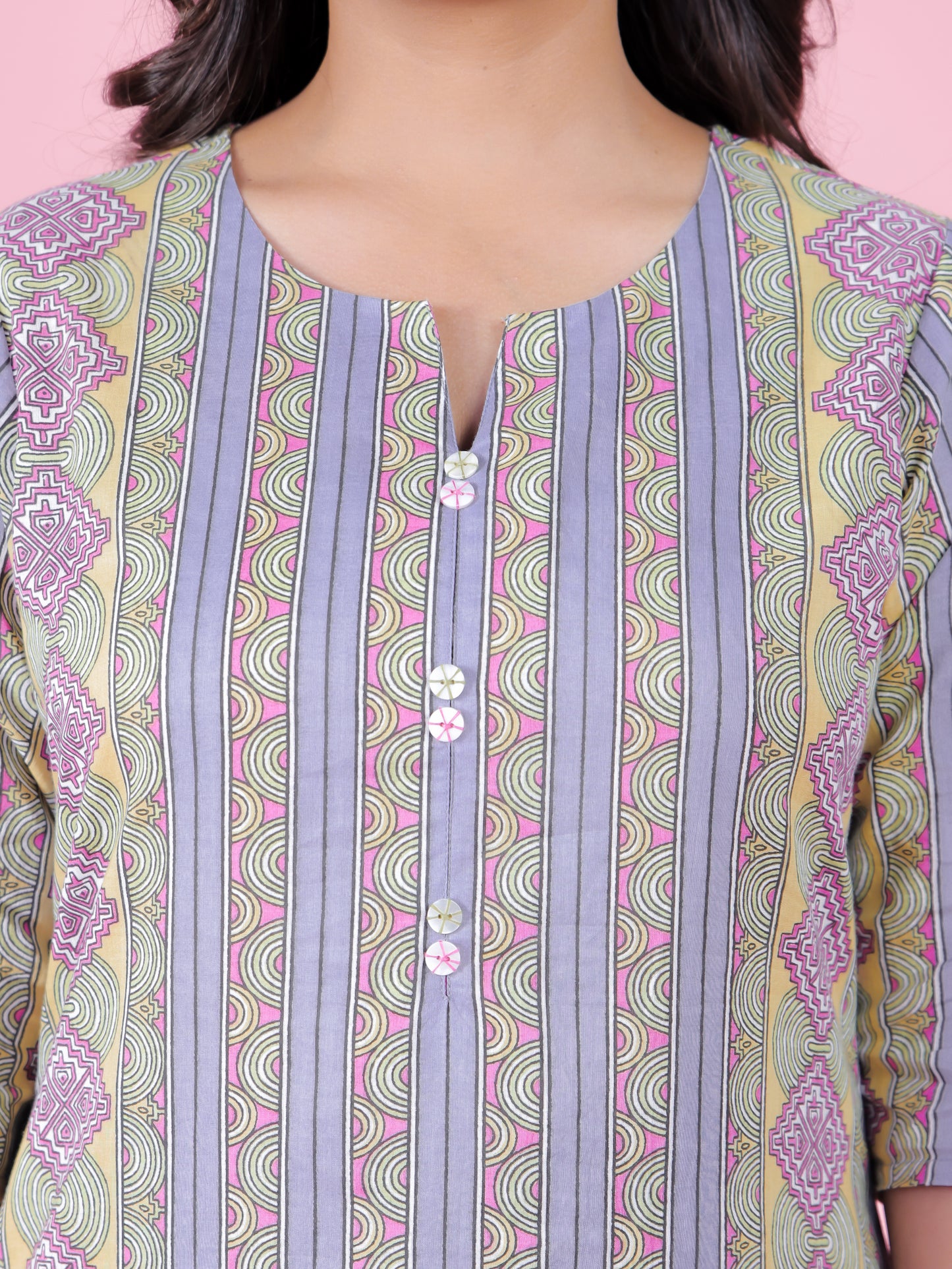 Soft Cotton Striped A-line Blue Kurta