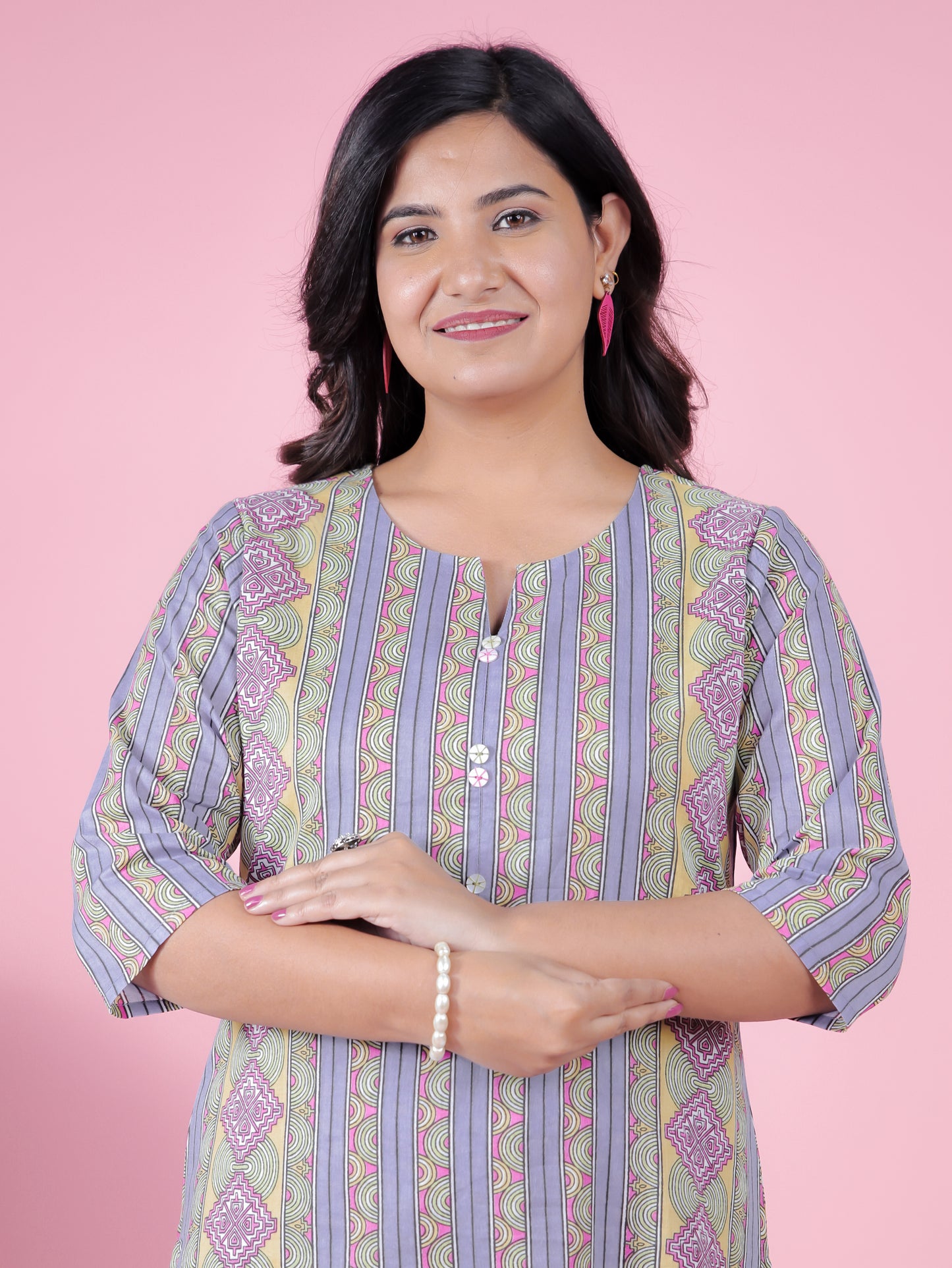Soft Cotton Striped A-line Blue Kurta