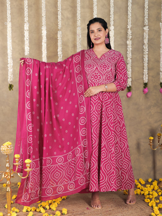 Cotton Voile Bandhani Pink Dupatta